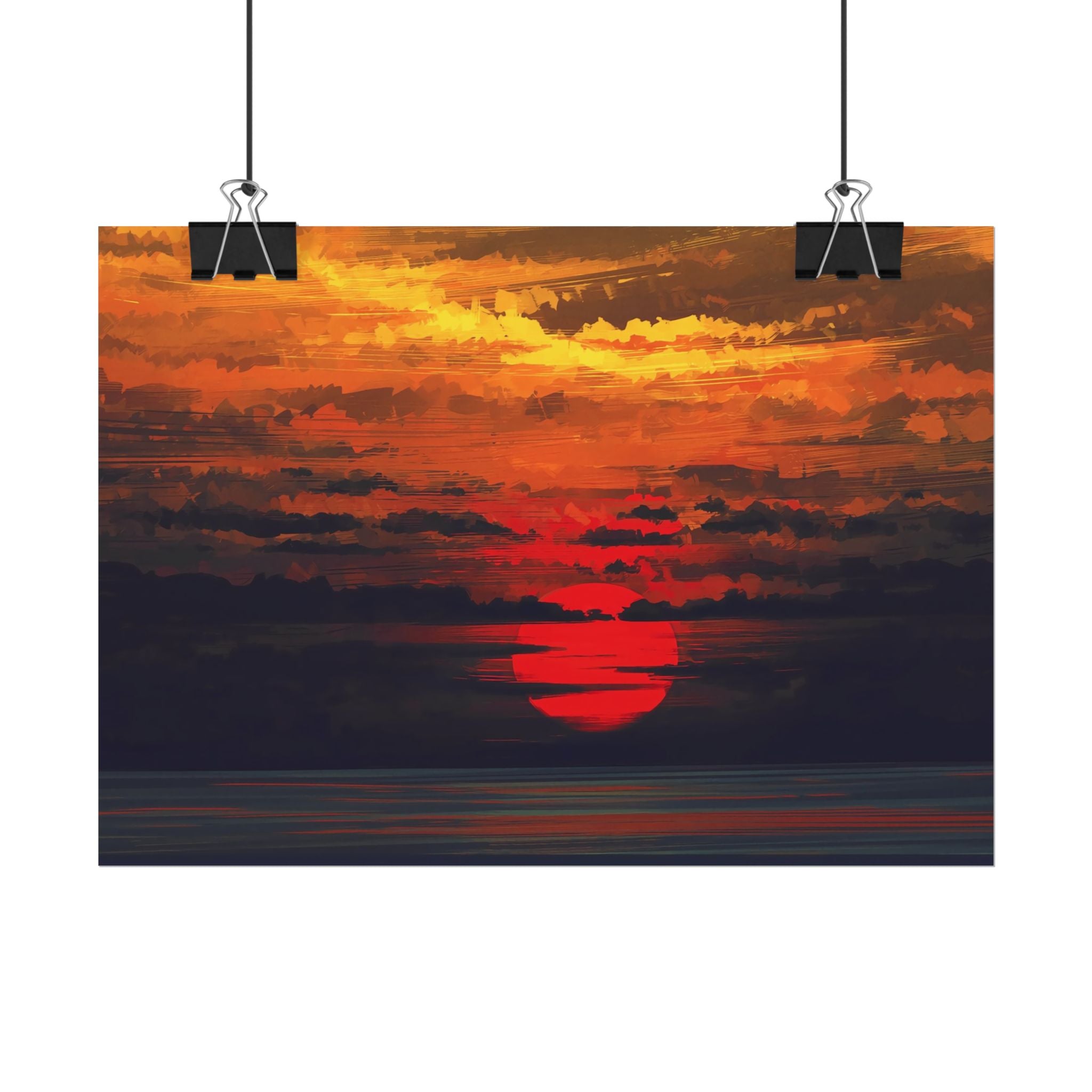 red-sunset-landscape-poster-print-cozy-home-decor-living-room-decor-farm-house-wall-decor-house-warming-gift
