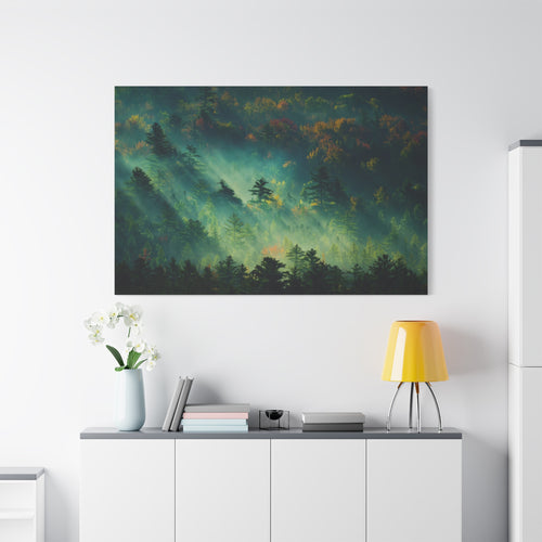 canvas-print-foggy-forest-nature-mist-wall-art-matte-stretched-canvas-landscape-scenery-woods-decor-nature-lover-gift-rustic-