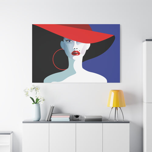 canvas-print-wall-decor-woman-hat-style-lips-art-matte-canvas-stretched-home-decor-room-decor-art-poster-fashion-art-gift