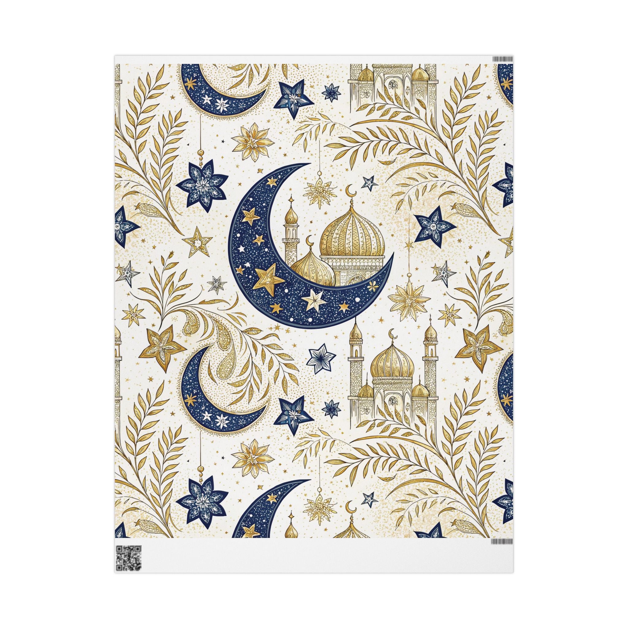 ramadan-night-wrapping-papers-islamic-crescent-moon-gift-wrap-mosque-silhouette-eid-holiday-supplies-festive-present-packagin