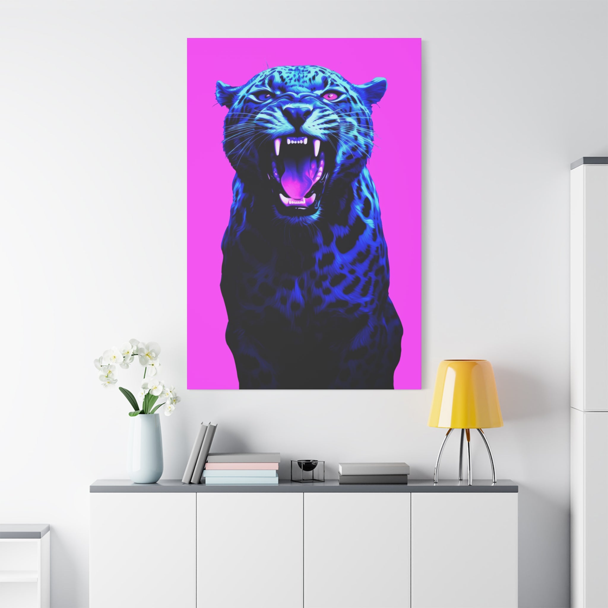 canvas-print-neon-leopard-wall-art-vaporwave-home-decor-stretched-matte-canvas-living-room-decor