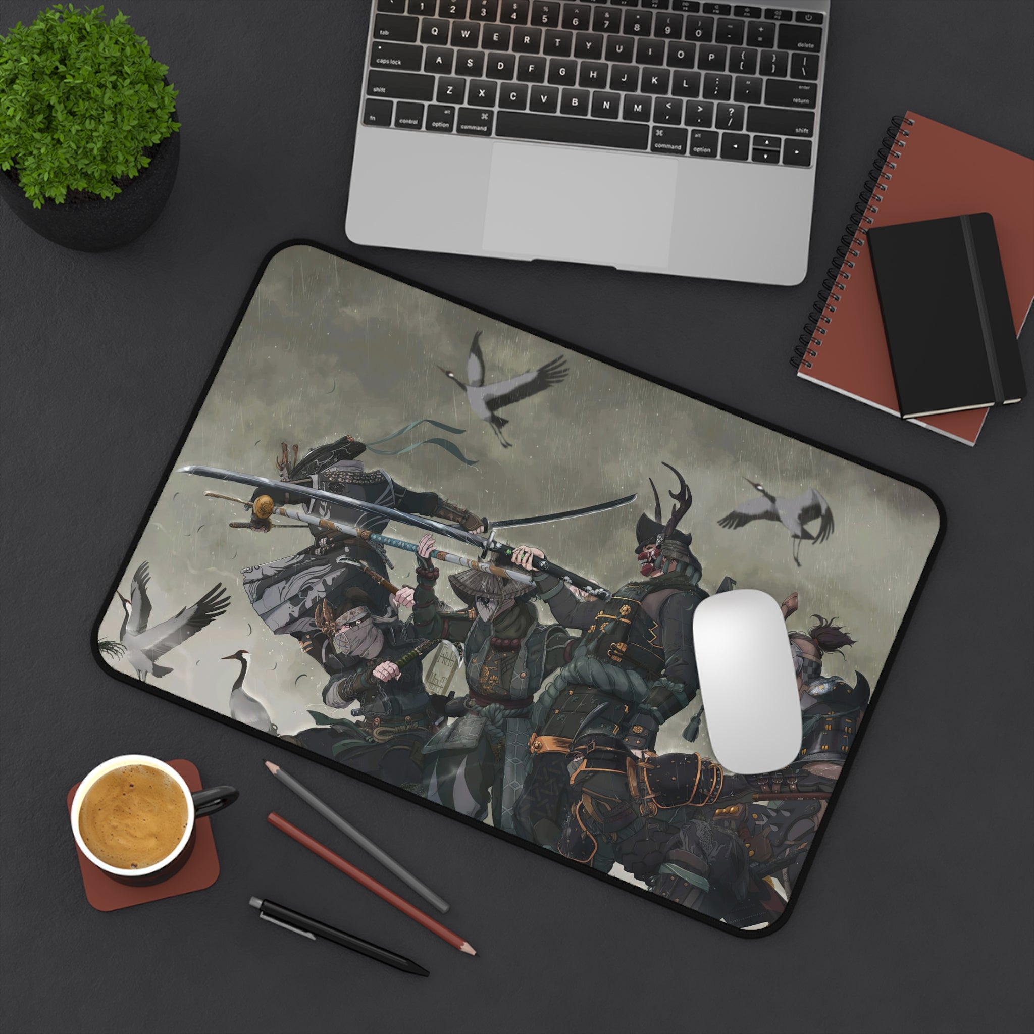 fantasy-samurai-warrior-mouse-pad-japanese-katana-samurai-warrior-with-armor-desk-mat-japanese-anime-samurai-desk-pad