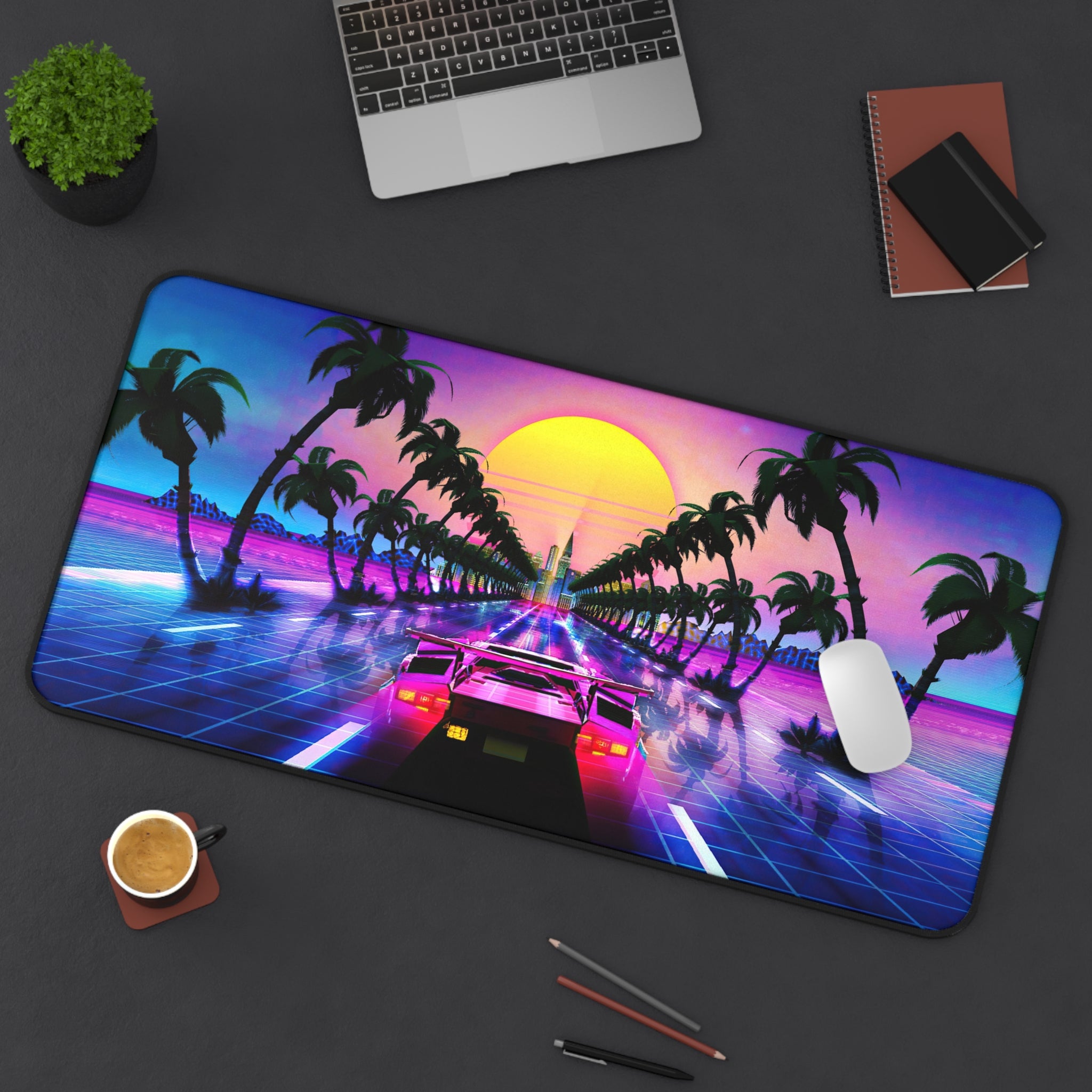 sports-car-sci-fi-palm-tree-vaporwave-mouse-pad-retrowave-city-desk-mat-neon-synthwave-desk-pad-vaporwave-neon-colors