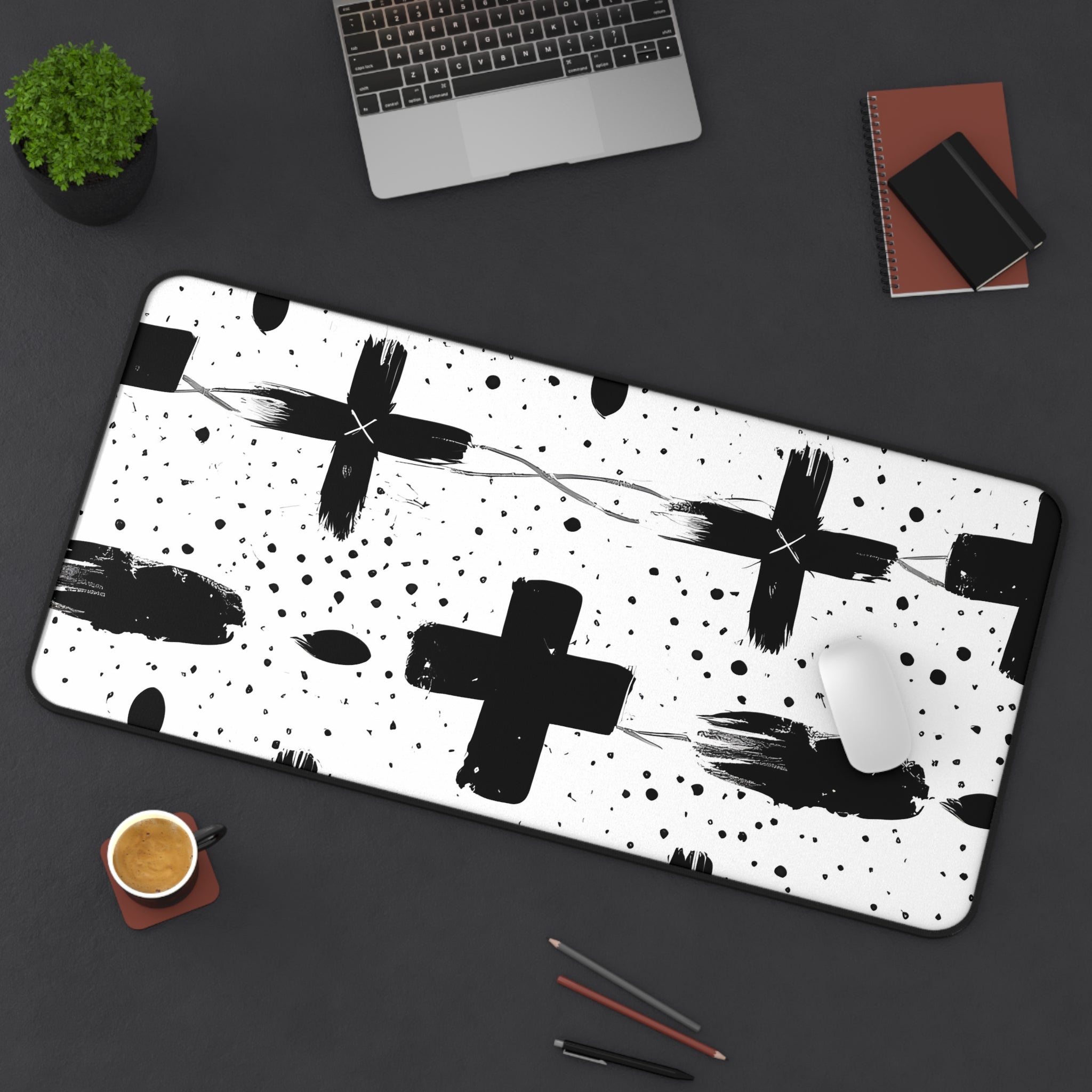 plus-monochrome-mouse-pad-black-and-white-face-desk-mat-sleek-black-and-white-desk-pad-modern-minimalist-mouse-pad