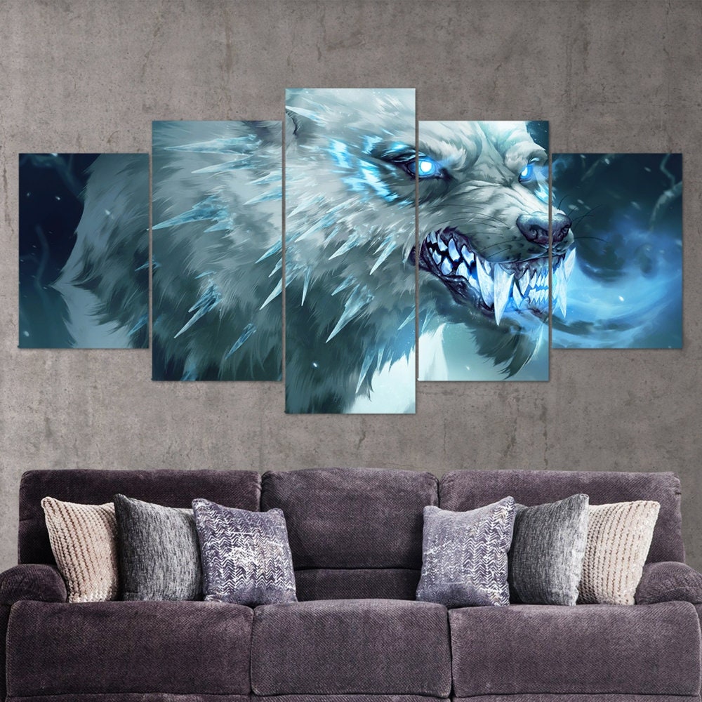 wolfe-animal-art-wolfe-lovers-5-piece-canvas-wall-art-fantasy-canvas-print-wolfe-decor-art-extra-large-wall-art-multi-panel-g