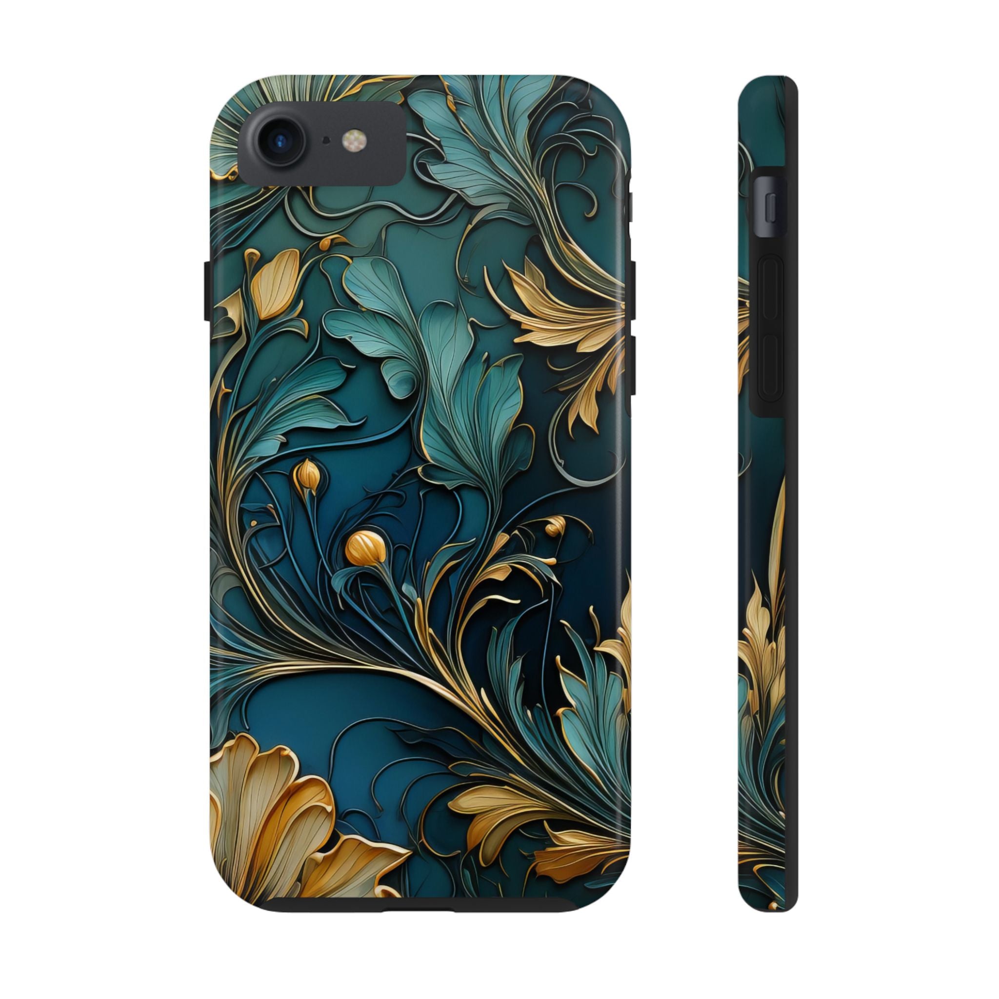 textured-art-nouveau-floral-tough-phone-case-cottagecore-iphone-case-unique-floral-phone-cover-vintage-style-iphone-case-prot