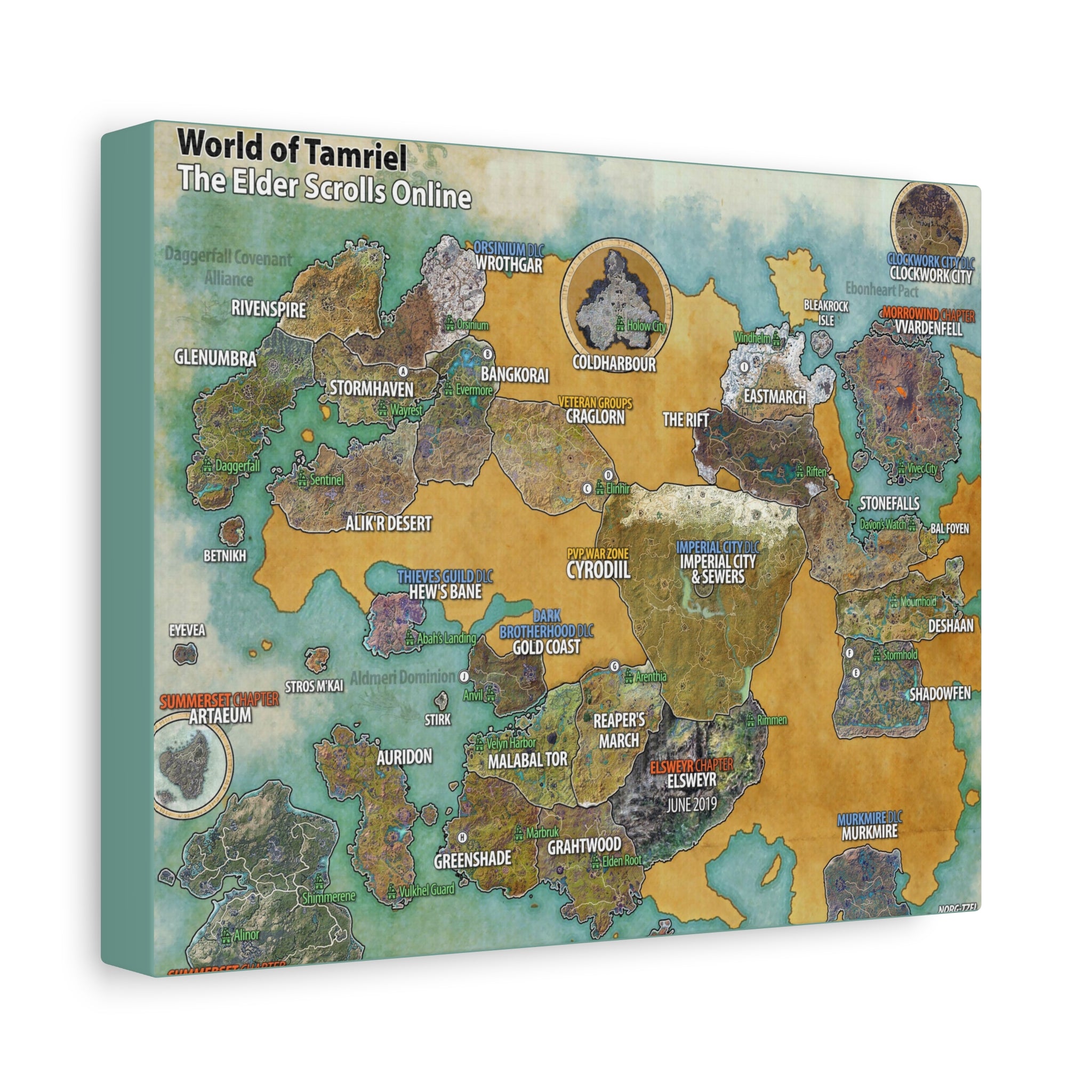 Skyrim World Map Tamriel, The Elder Scrolls Skyrim Canvas Wall Art - Dragon Game Canvas Print Room Decor, Gaming Wall Art, Skyrim Gift