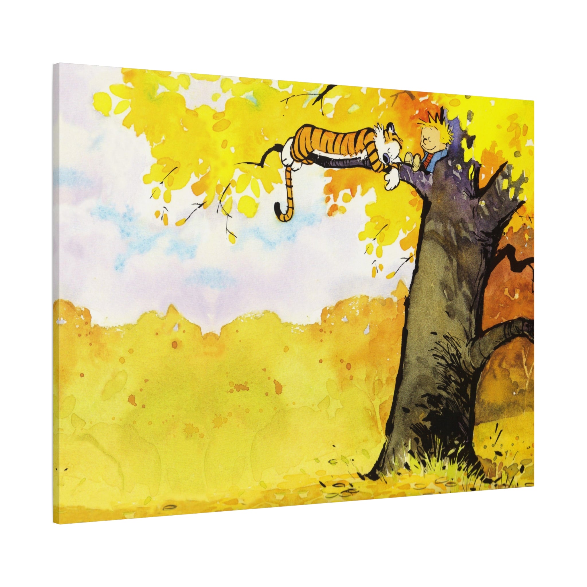 Calvin and Hobbes Canvas Wall Art - Nostalgic Comic Strip Canvas for Kids Room & Nursery Decor - Friendship Adventure Theme Print
