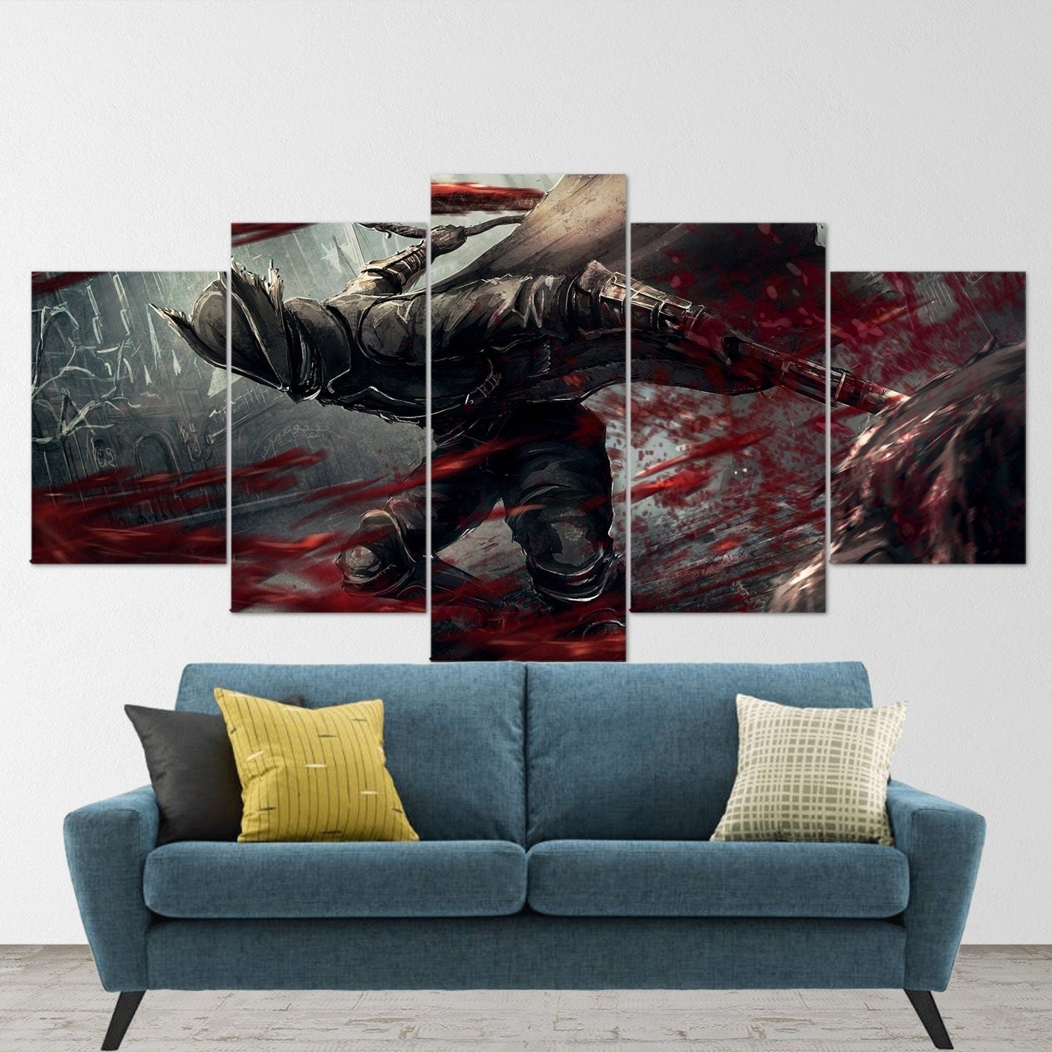 bloodborne-hunter-5-piece-canvas-wall-art-bloodborne-wall-art-bloodborne-hunter-poster-bloodborne-canvas-bloodborne-5-panel-g