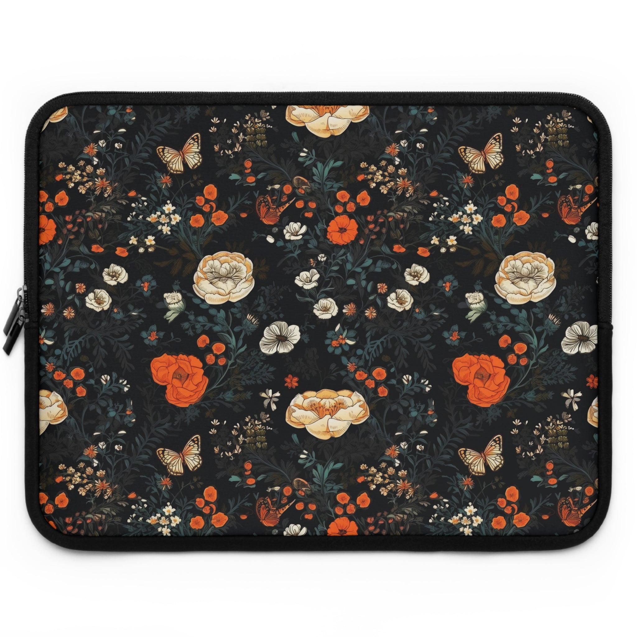 laptop-sleeve-cottagecore-dark-flowers-butterfly-sleeve-macbook-air-sleeve-floral-computer-bag-tech-case-tablet-cover