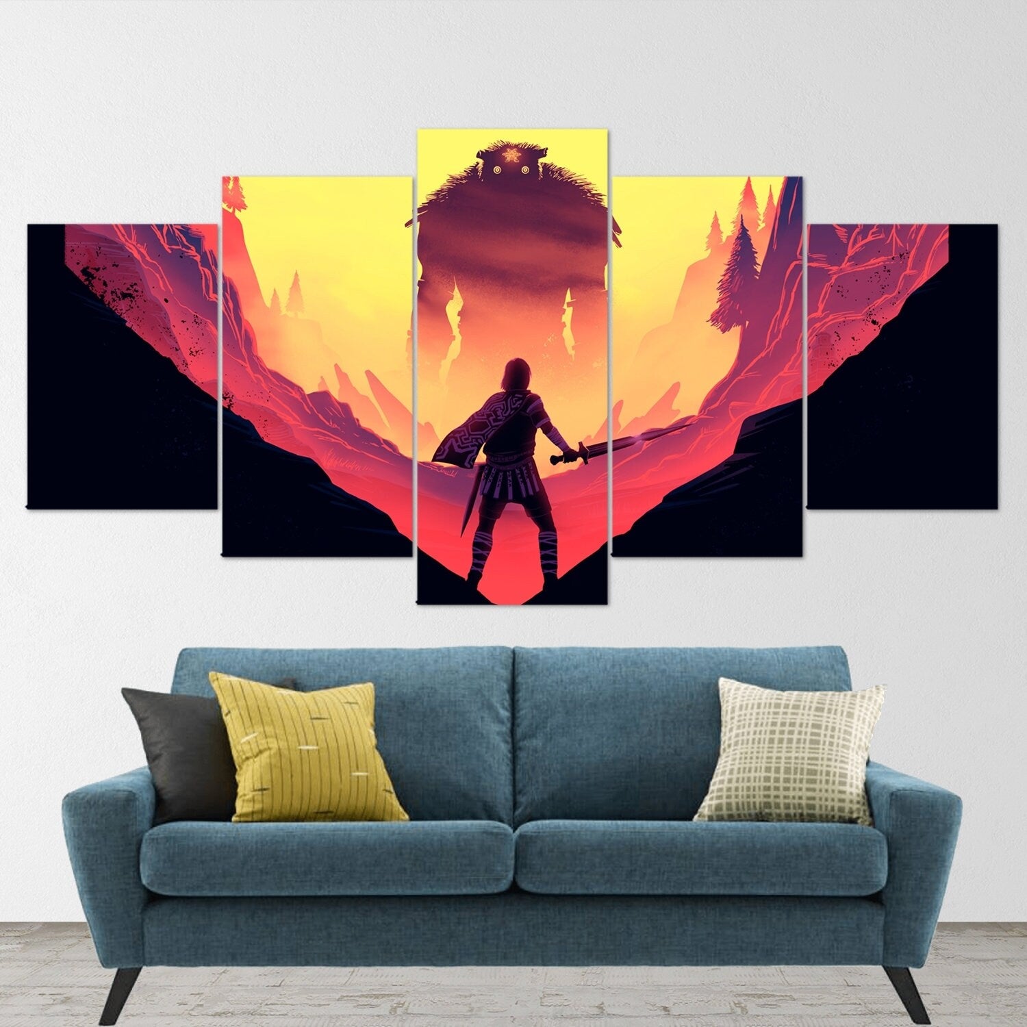 shadow-of-the-colossus-5-piece-canvas-wall-art-shadow-of-the-colossus-wall-art-shadow-of-colossus-poster-shadow-of-the-coloss