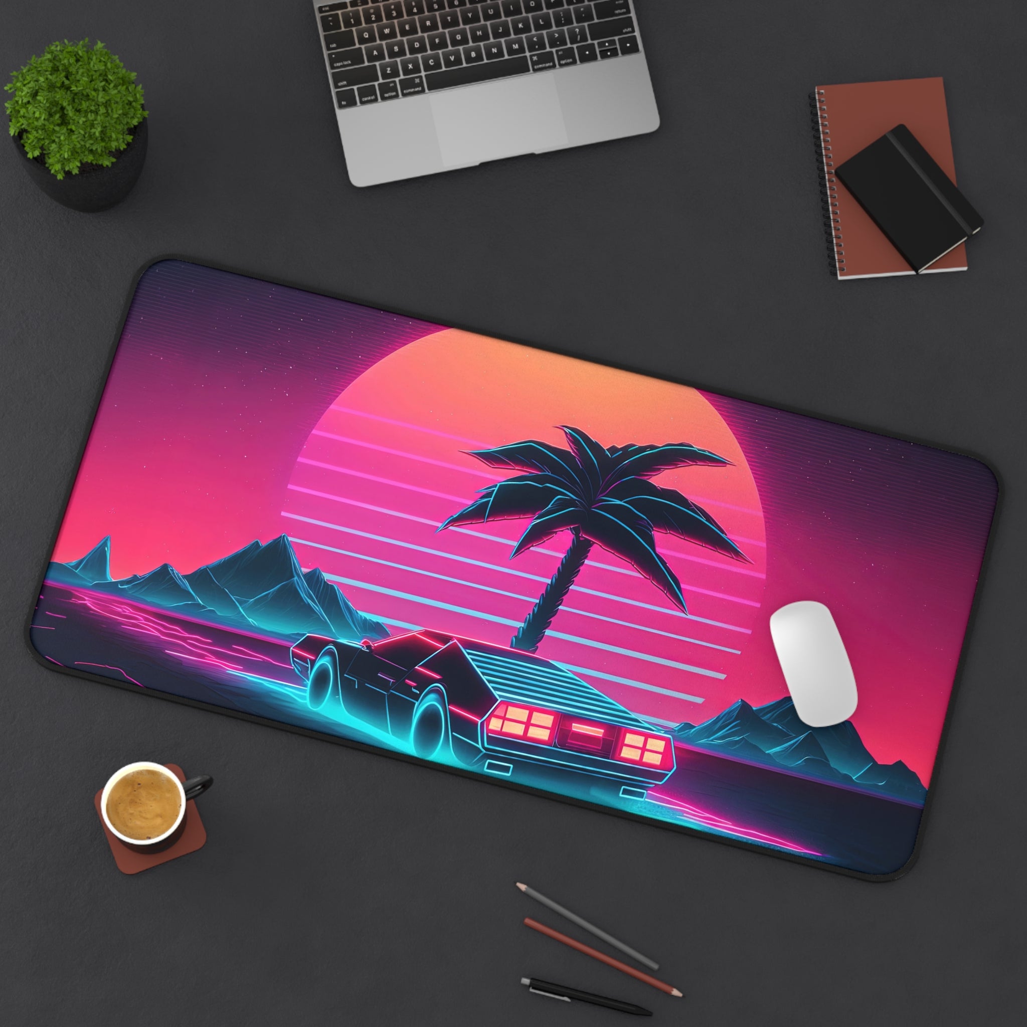 vaporwave-palm-tree-road-mouse-pad-retrowave-delorean-desk-mat-neon-synthwave-desk-pad-vaporwave-sun-and-mountains