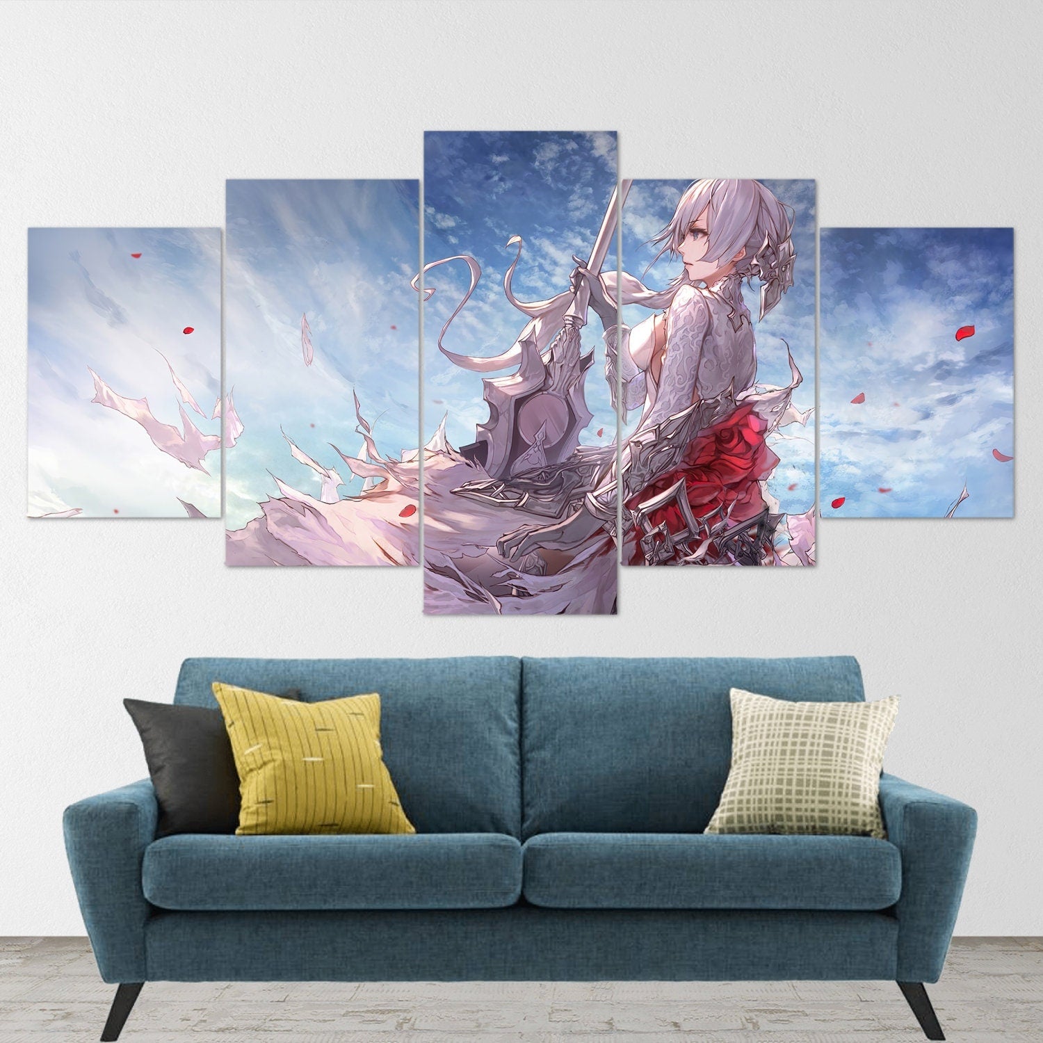 anime-girl-warrior-fantasy-5-piece-canvas-wall-art-anime-girl-art-canvas-art-extra-large-wall-art-anime-girl-poster-5-piece-5