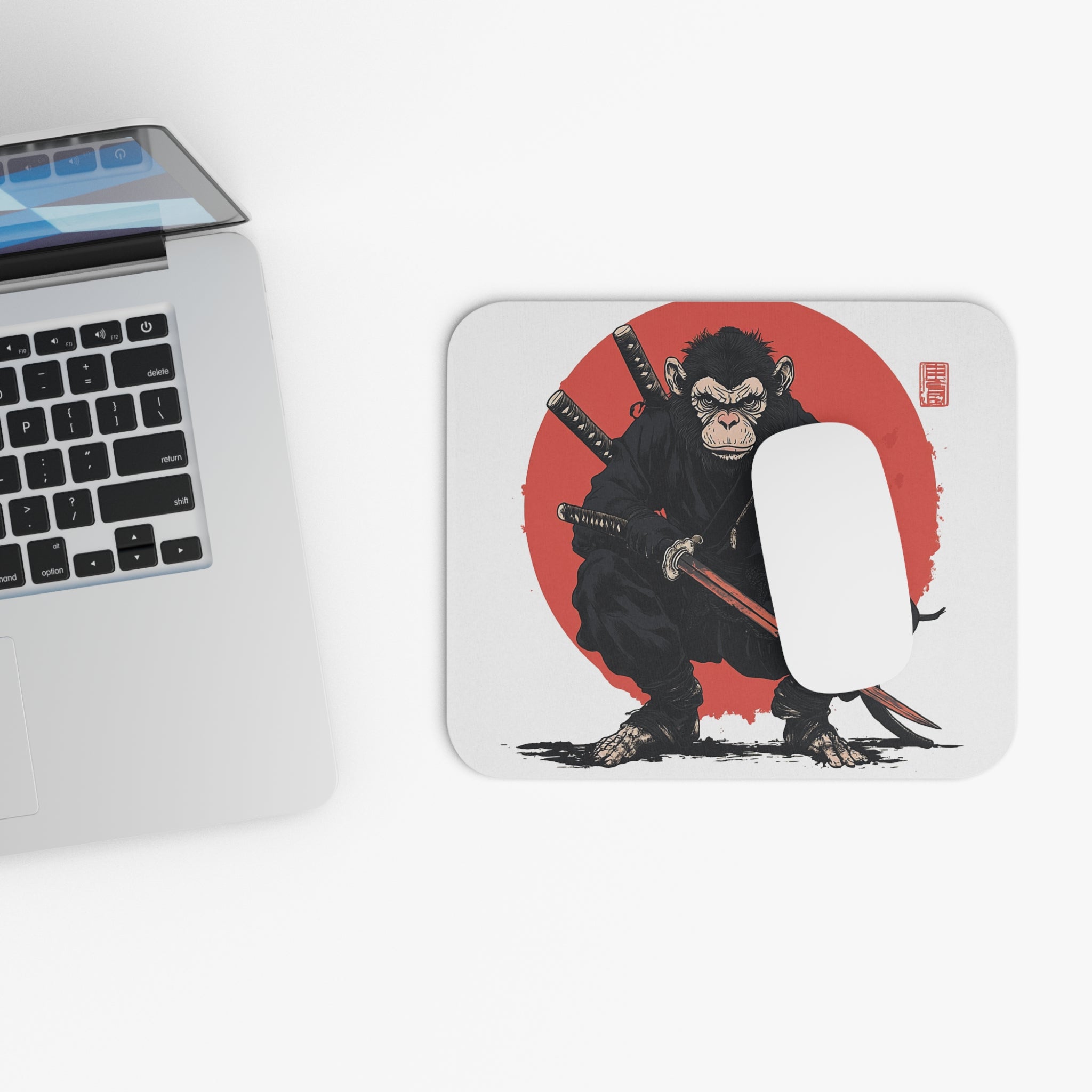 ninja-monkey-mouse-pad-japanese-samurai-katana-design-ninja-warrior-small-mouse-pad