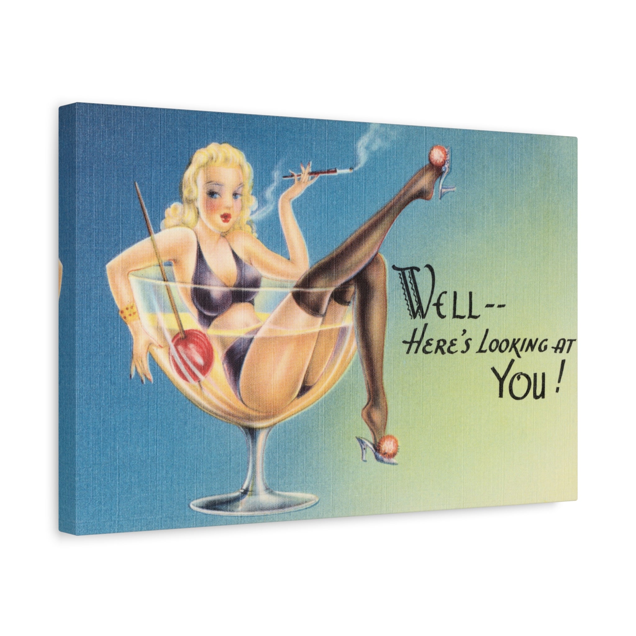 canvas-print-pin-up-girl-cocktail-wall-art-matte-stretched-canvas-poster-retro-vintage-home-decor-bar-decor-gift-for-cocktail