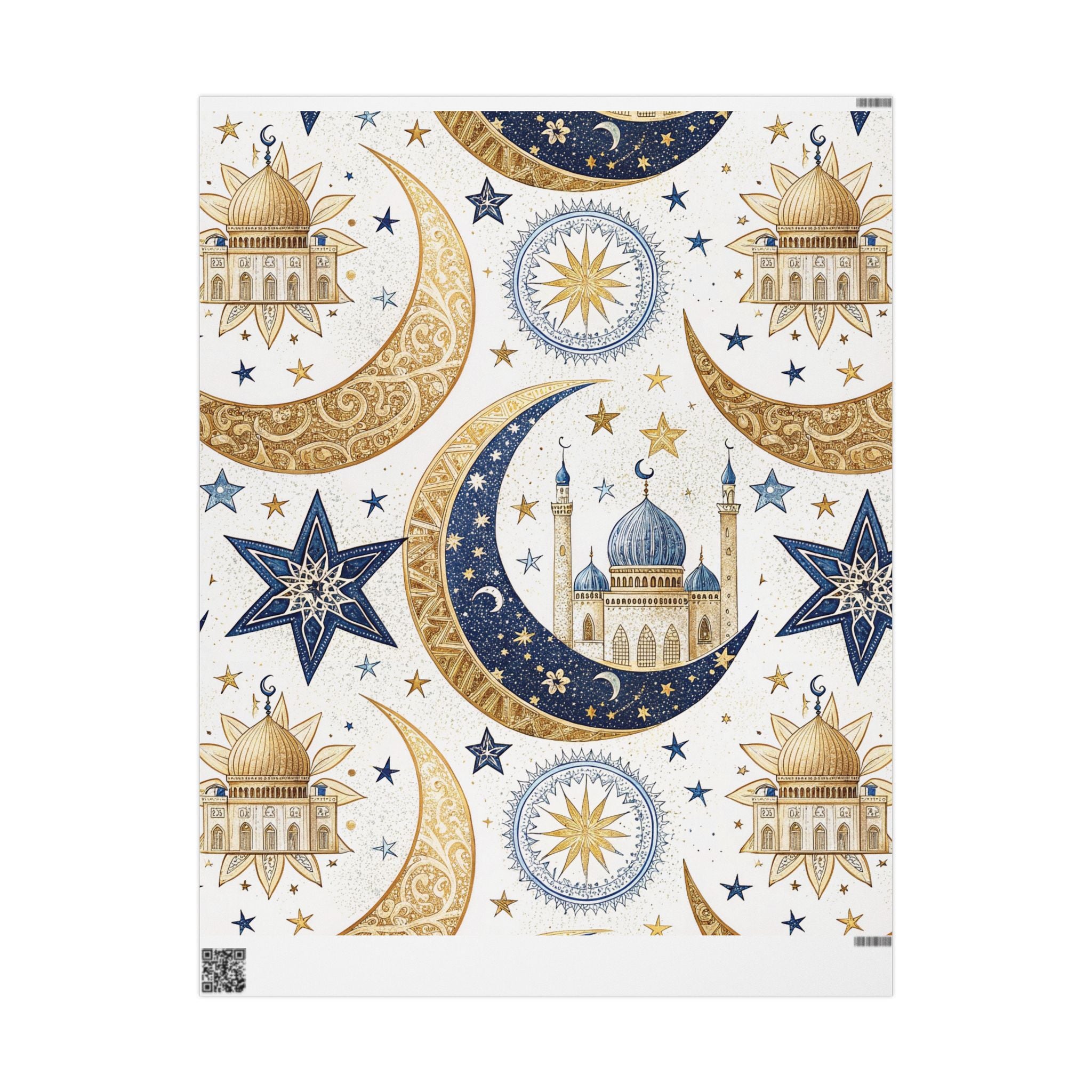 ramadan-night-wrapping-papers-islamic-crescent-moon-gift-wrap-mosque-silhouette-eid-holiday-supplies-festive-present-packagin