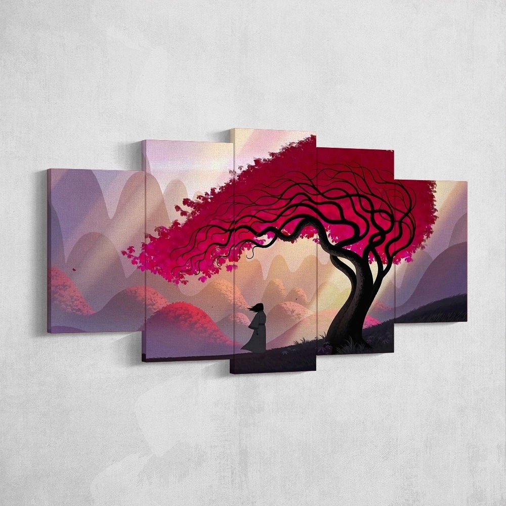 samurai-samurai-warrior-fantasy-katana-5-piece-canvas-wall-art-samurai-art-extra-large-wall-art-samurai-poster-5-piece-5-pane