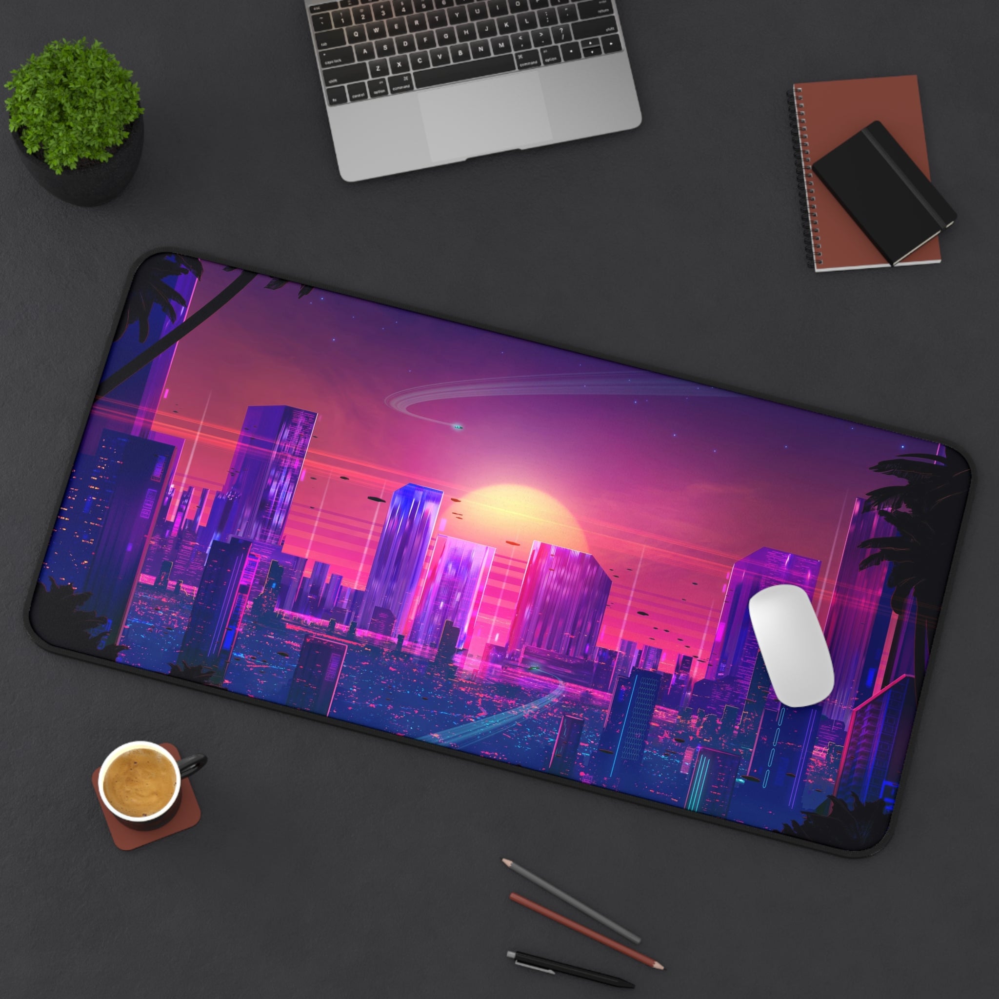 futuristic-city-sunset-vaporwave-moon-road-mouse-pad-retrowave-city-delorean-desk-mat-neon-synthwave-desk-pad