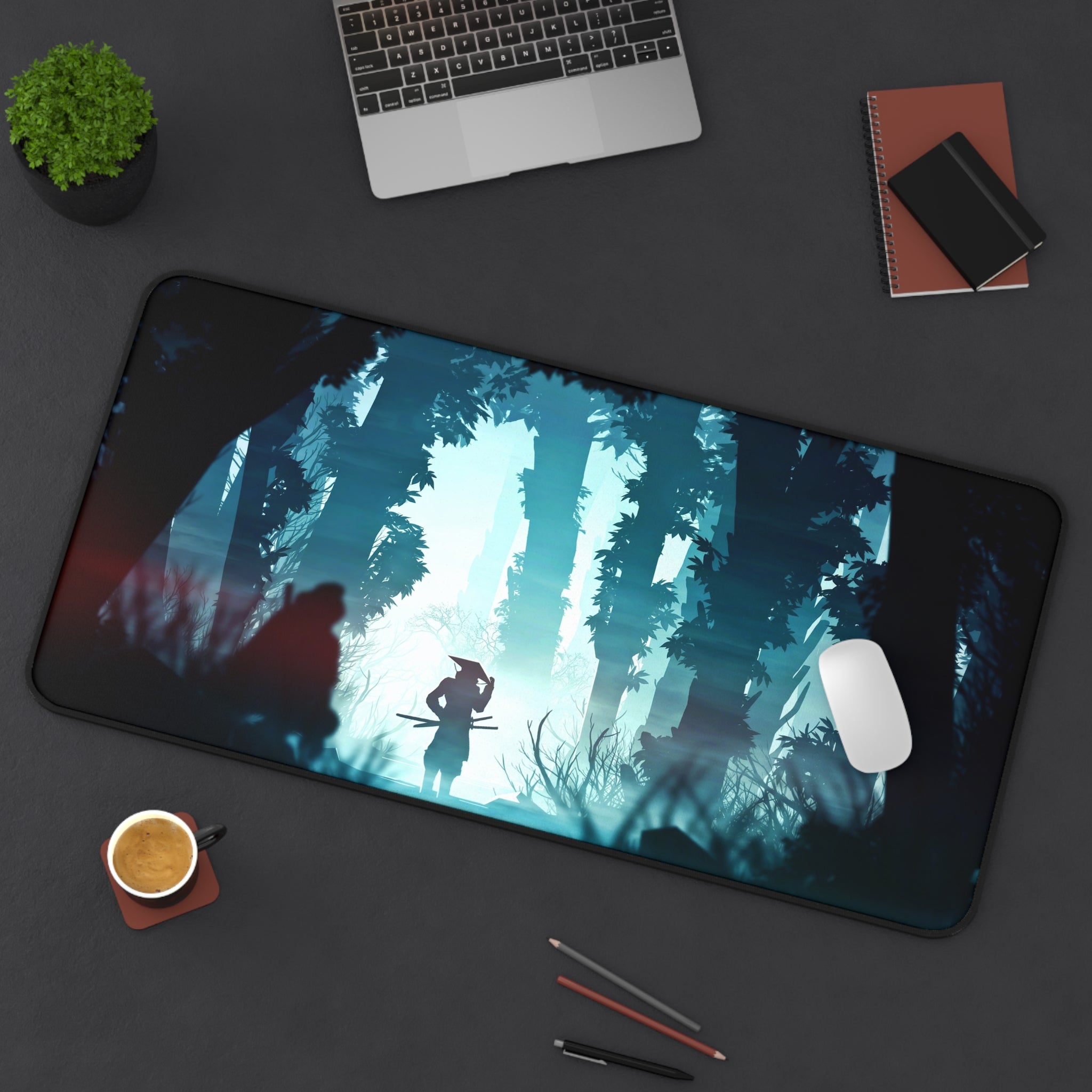 fantasy-samurai-warrior-mouse-pad-japanese-katana-samurai-warrior-in-forest-desk-mat-japanese-anime-samurai-desk-pad