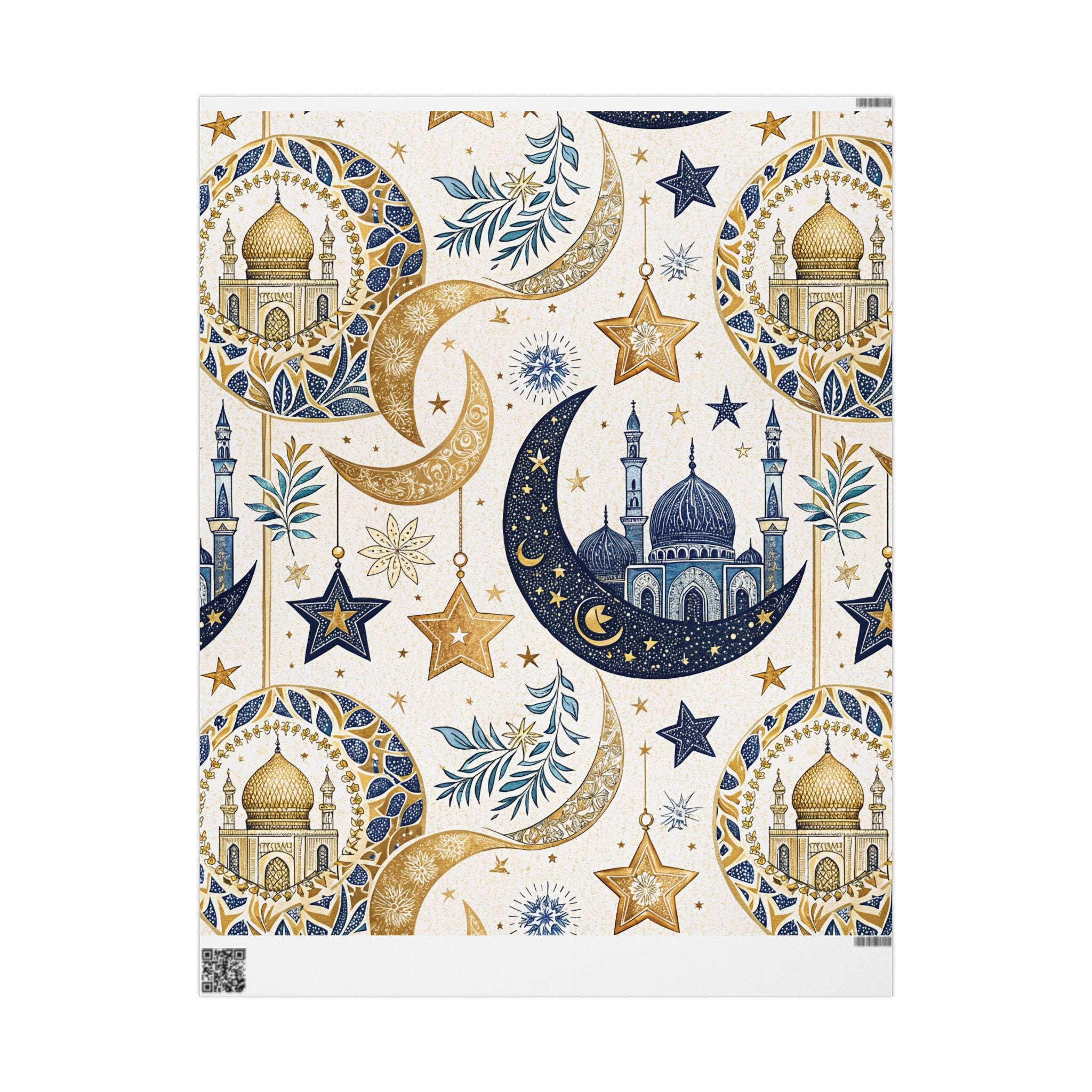 ramadan-night-wrapping-papers-islamic-crescent-moon-gift-wrap-mosque-silhouette-eid-holiday-supplies-festive-present-packagin