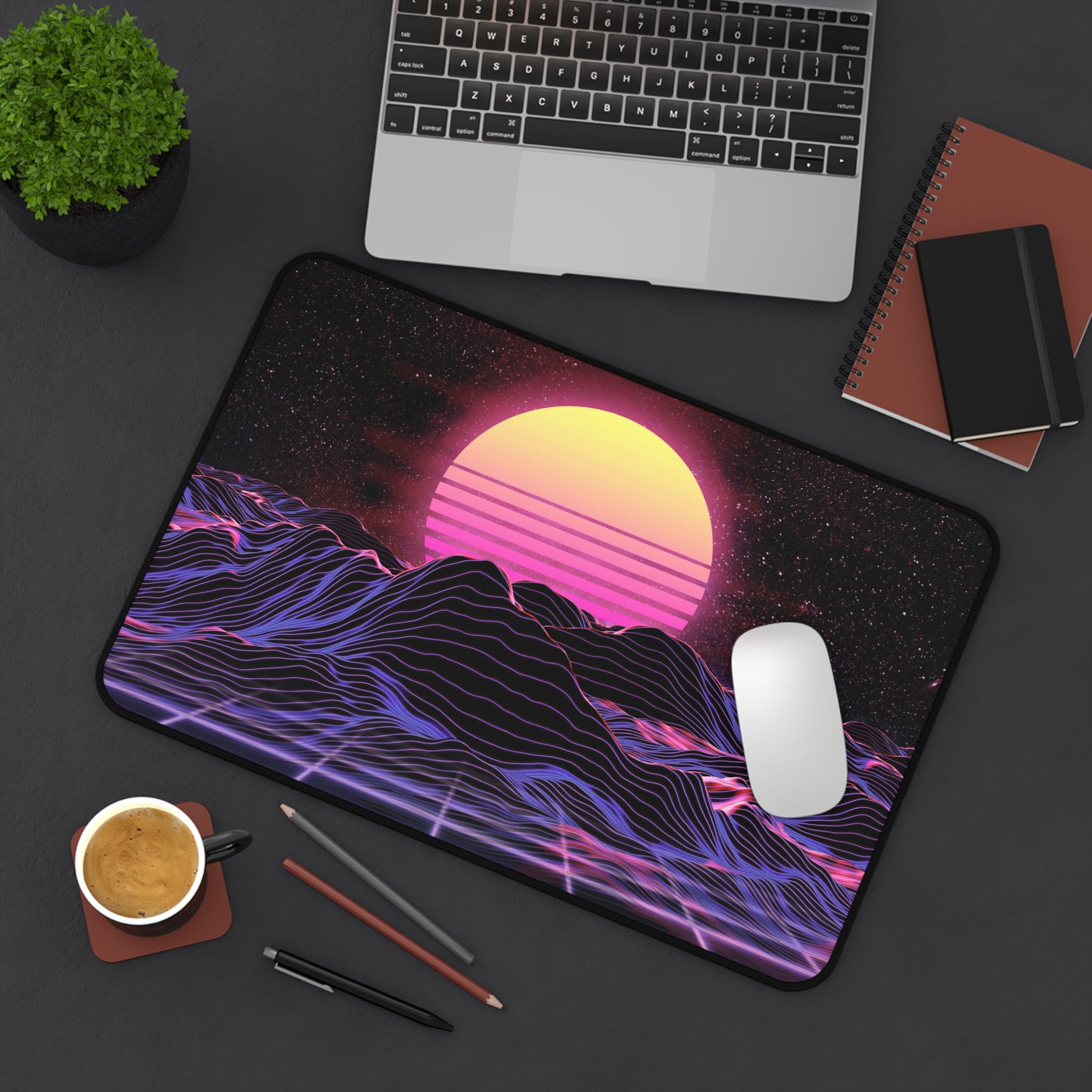 colorful-vibrant-vaporwave-mouse-pad-retro-retrowave-desk-mat-neon-synthwave-desk-pad-vaporwave-sun-and-mountains