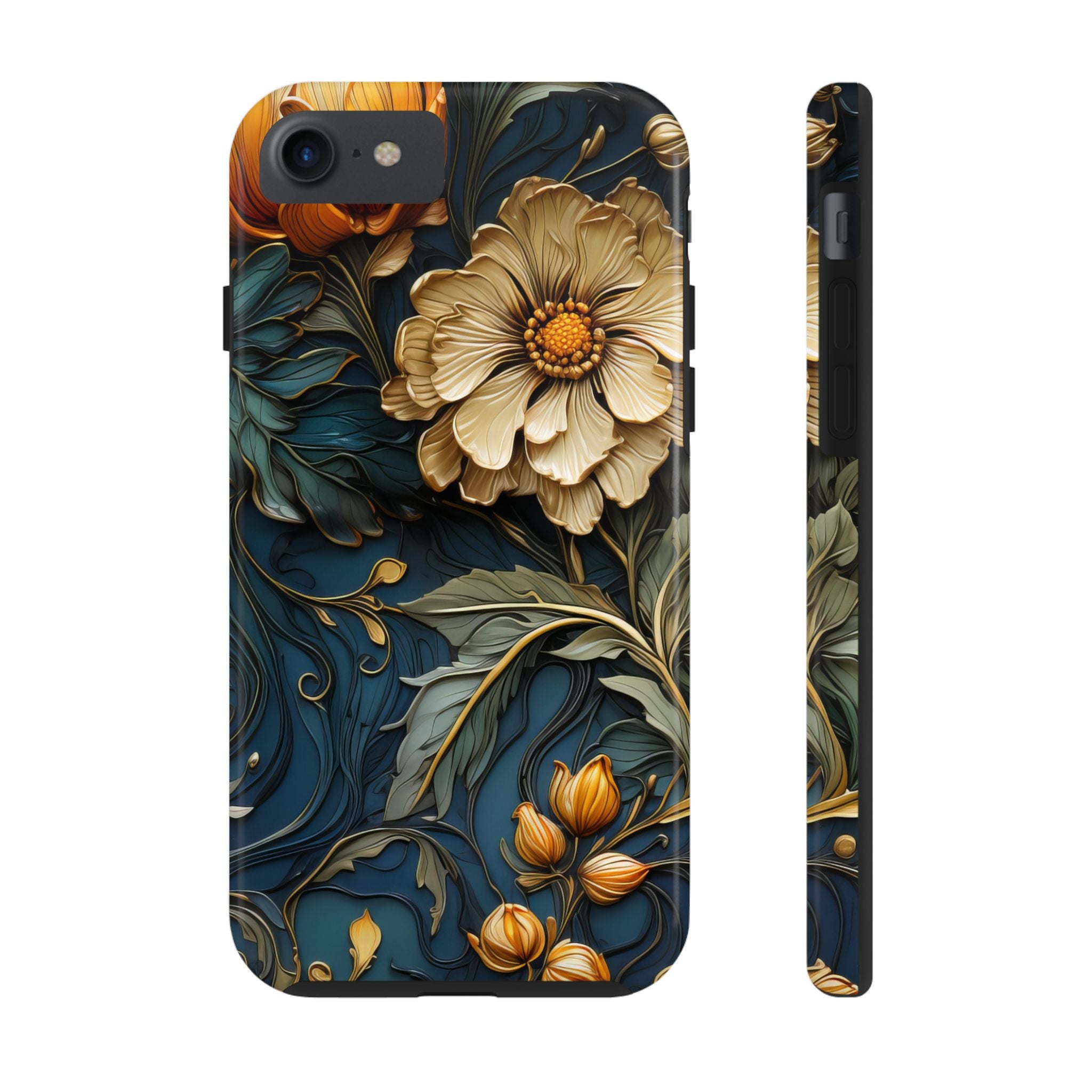textured-art-nouveau-floral-tough-phone-case-cottagecore-iphone-case-unique-floral-phone-cover-vintage-style-iphone-case-prot