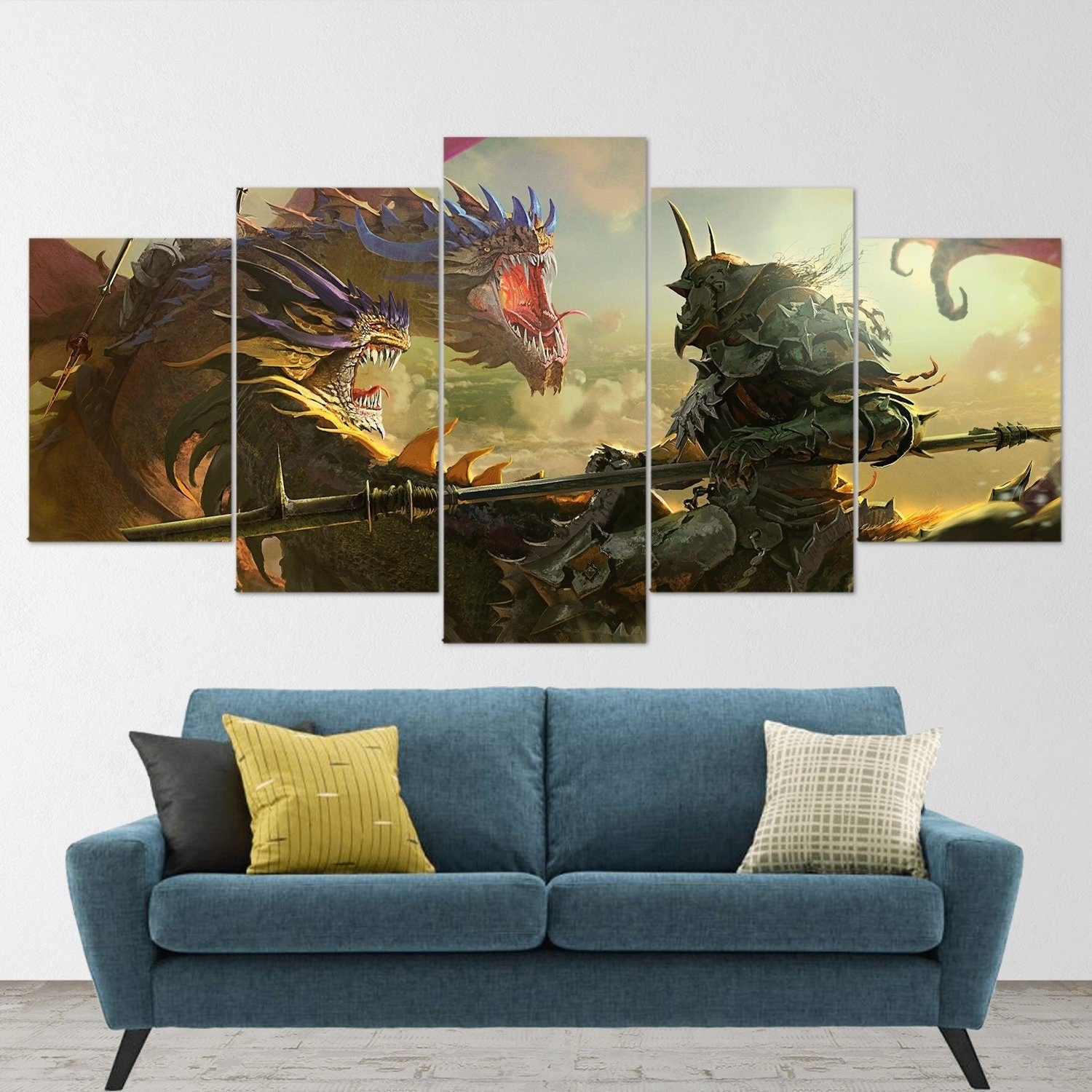 dragon-fire-fantasy-dragon-age-5-piece-canvas-wall-art-dragon-canvas-art-extra-large-wall-art-dragon-poster-5-piece-5-panel-4