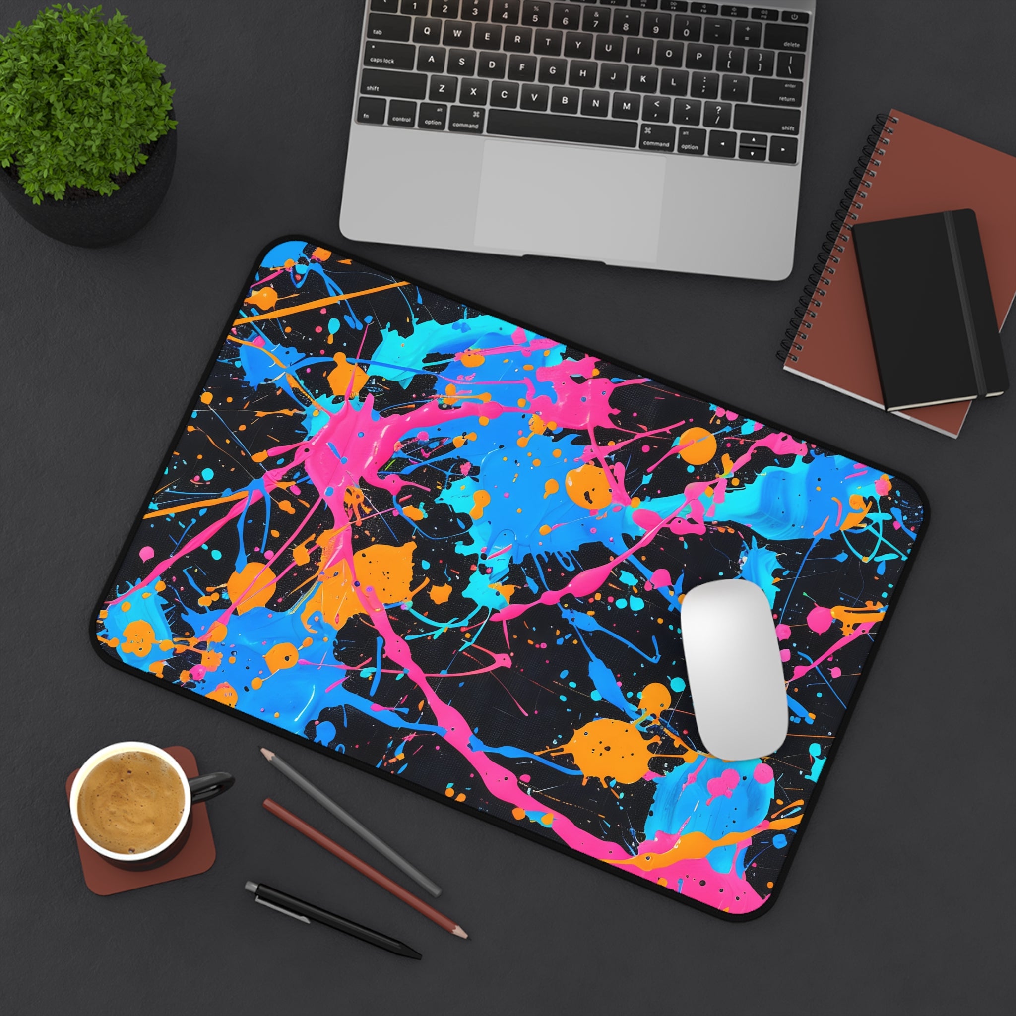 neon-abstract-paint-splatter-desk-mat-light-blue-large-gaming-mouse-pad-colorful-work-from-home-desk-accessory-desk-blotter