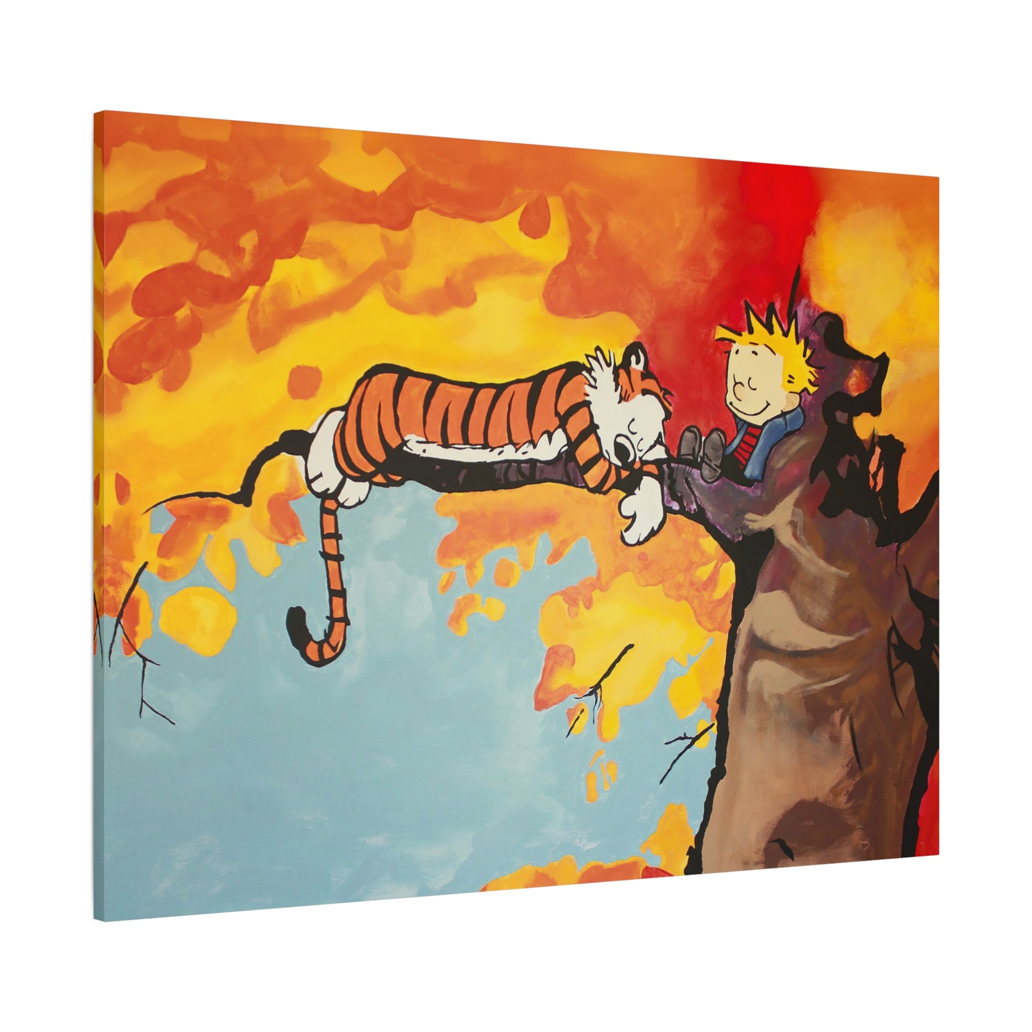 Calvin and Hobbes Canvas Wall Art - Nostalgic Comic Strip Poster for Nursery & Kids Room Decor - Friendship Theme Gift Idea