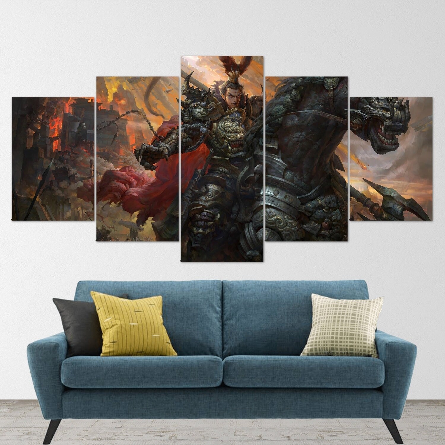 samurai-samurai-warrior-fantasy-katana-5-piece-canvas-wall-art-samurai-art-extra-large-wall-art-samurai-poster-5-piece-5-pane