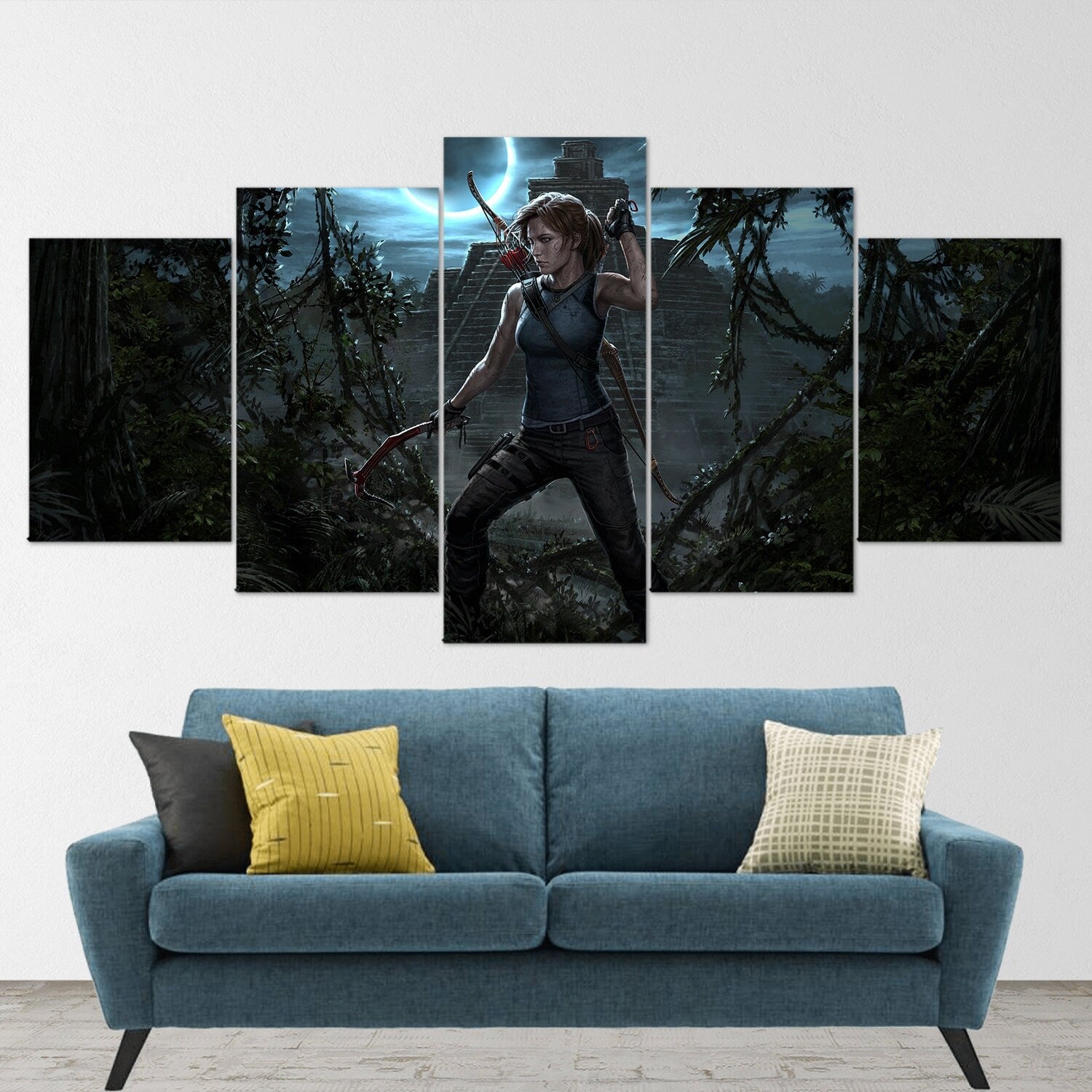 tomb-raider-lara-croft-5-piece-canvas-wall-art-tomb-raider-art-tomb-raider-poster-tomb-raider-canvas-tomb-raider-5-panel-prin