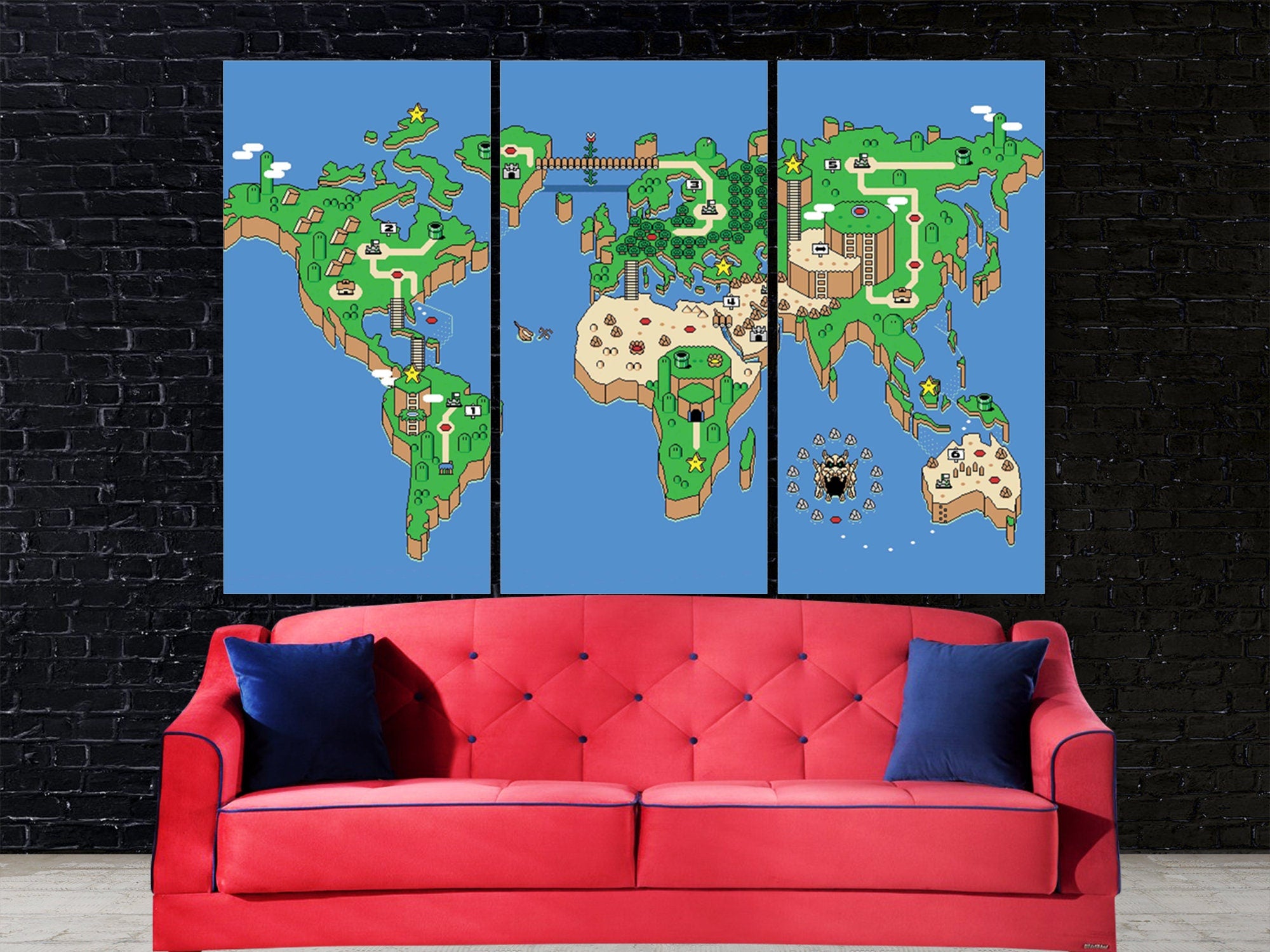super-mario-world-map-5-piece-canvas-wall-art-super-mario-bros-wall-art-super-mario-poster-super-mario-3-panel-5-panel