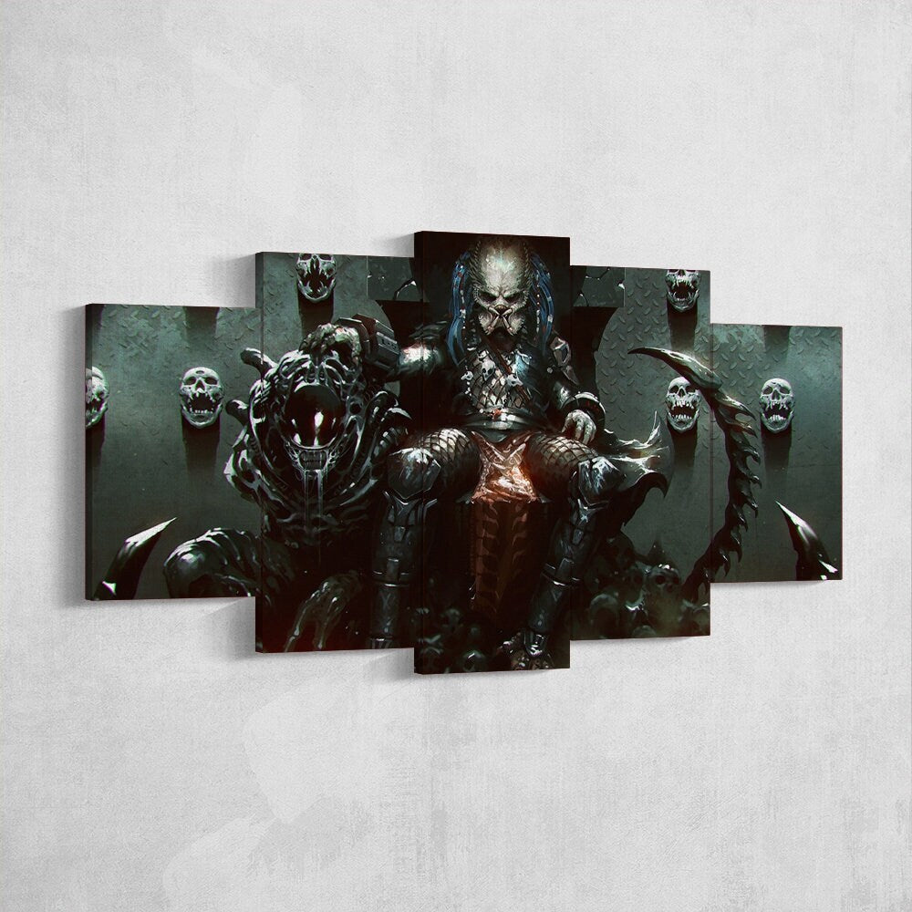 predator-alien-art-fantasy-art-5-piece-canvas-wall-art-canvas-print-predator-decor-art-extra-large-wall-art-predator-poster-5