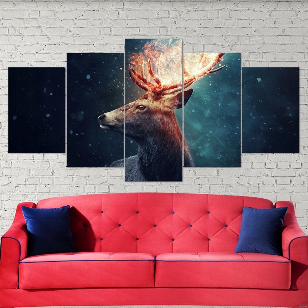 deer-animal-art-forest-nature-5-piece-canvas-wall-art-canvas-print-animal-decor-art-extra-large-wall-art-deer-animal-poster-5