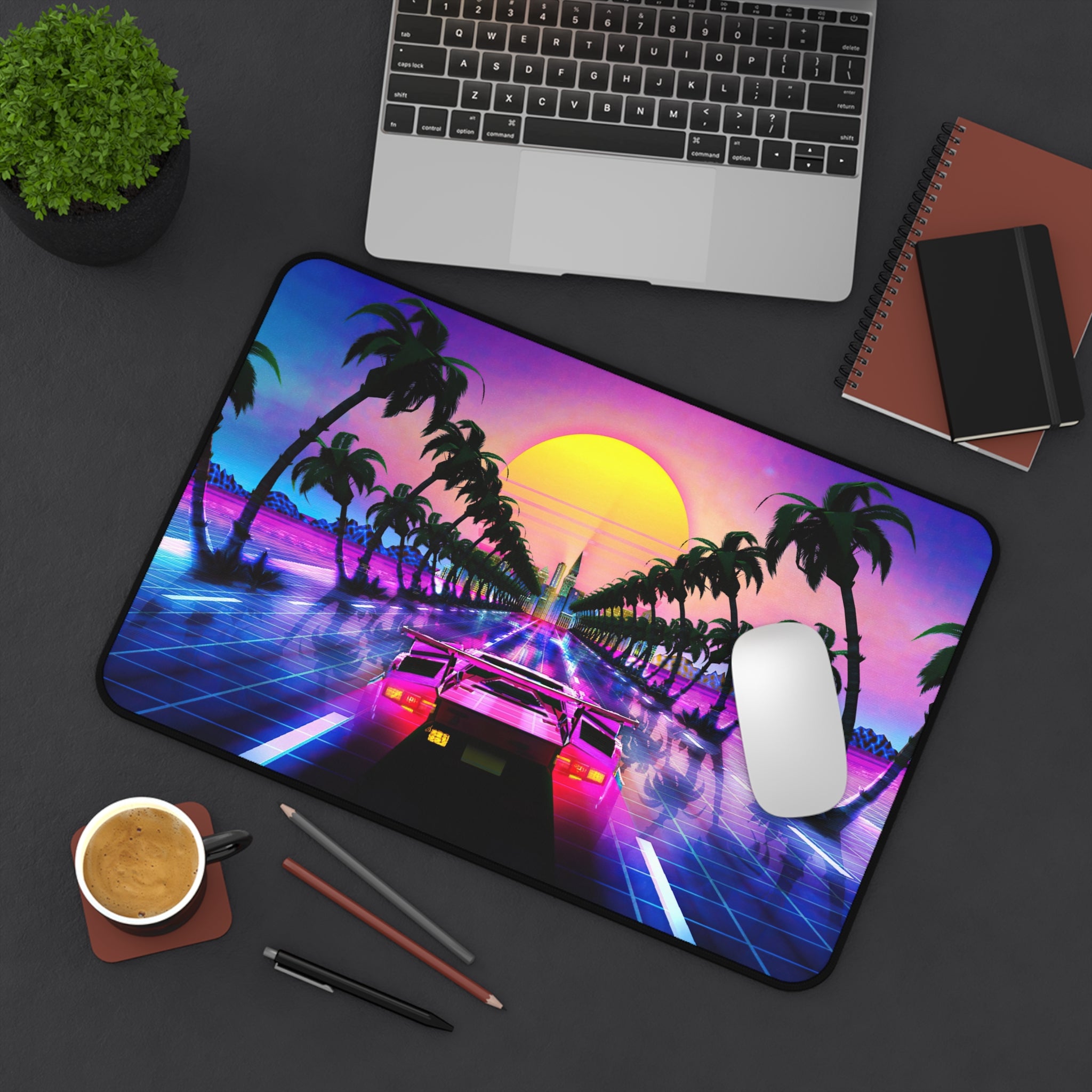 sports-car-sci-fi-palm-tree-vaporwave-mouse-pad-retrowave-city-desk-mat-neon-synthwave-desk-pad-vaporwave-neon-colors
