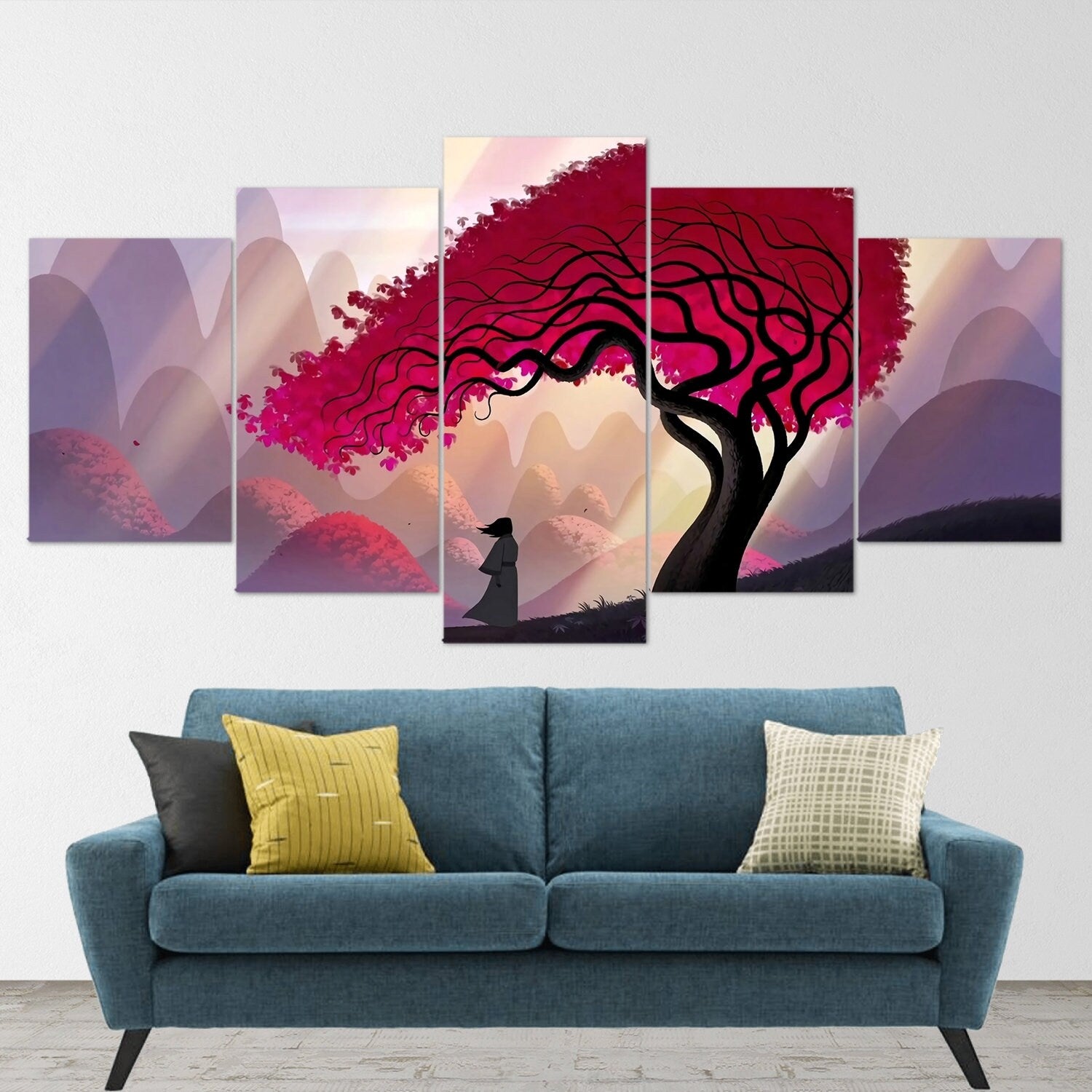 samurai-samurai-warrior-fantasy-katana-5-piece-canvas-wall-art-samurai-art-extra-large-wall-art-samurai-poster-5-piece-5-pane