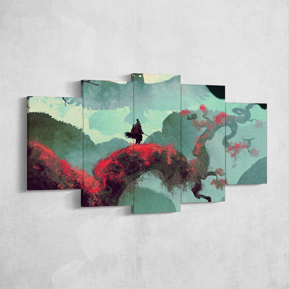 sekiro-shadows-die-twice-5-piece-canvas-wall-art-sekiro-gift-extra-large-wall-art-sekiro-poster-5-piece-5-panel-1