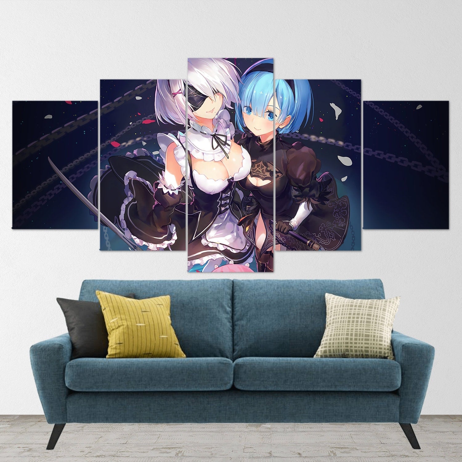 nier-automata-5-piece-canvas-wall-art-nier-automata-poster-nier-automata-art-nier-automata-print-nier-automata-2b-nier-automa
