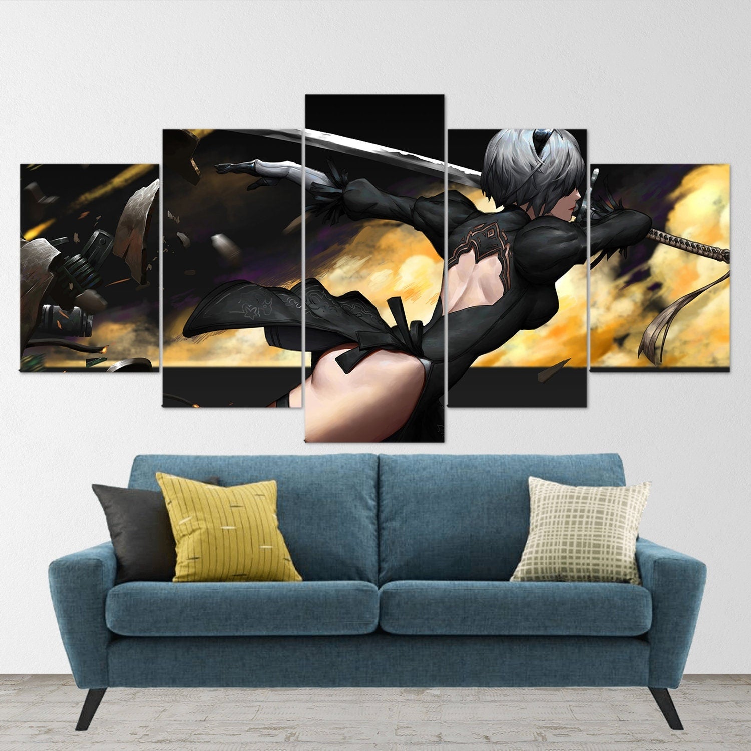 nier-automata-5-piece-canvas-wall-art-nier-automata-poster-nier-automata-art-nier-automata-print-nier-automata-2b-nier-automa