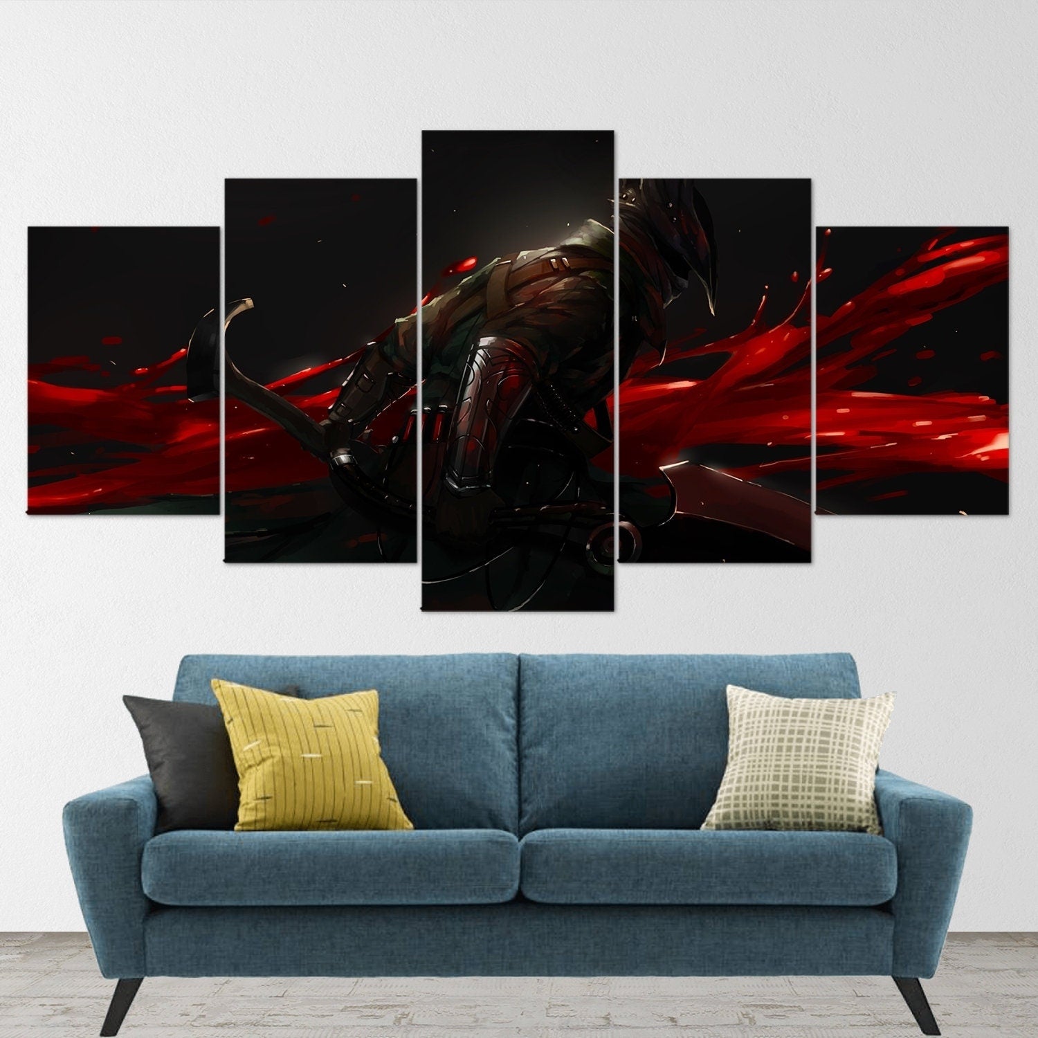 bloodborne-hunter-5-piece-canvas-wall-art-bloodborne-wall-art-bloodborne-hunter-poster-bloodborne-canvas-bloodborne-5-panel-g