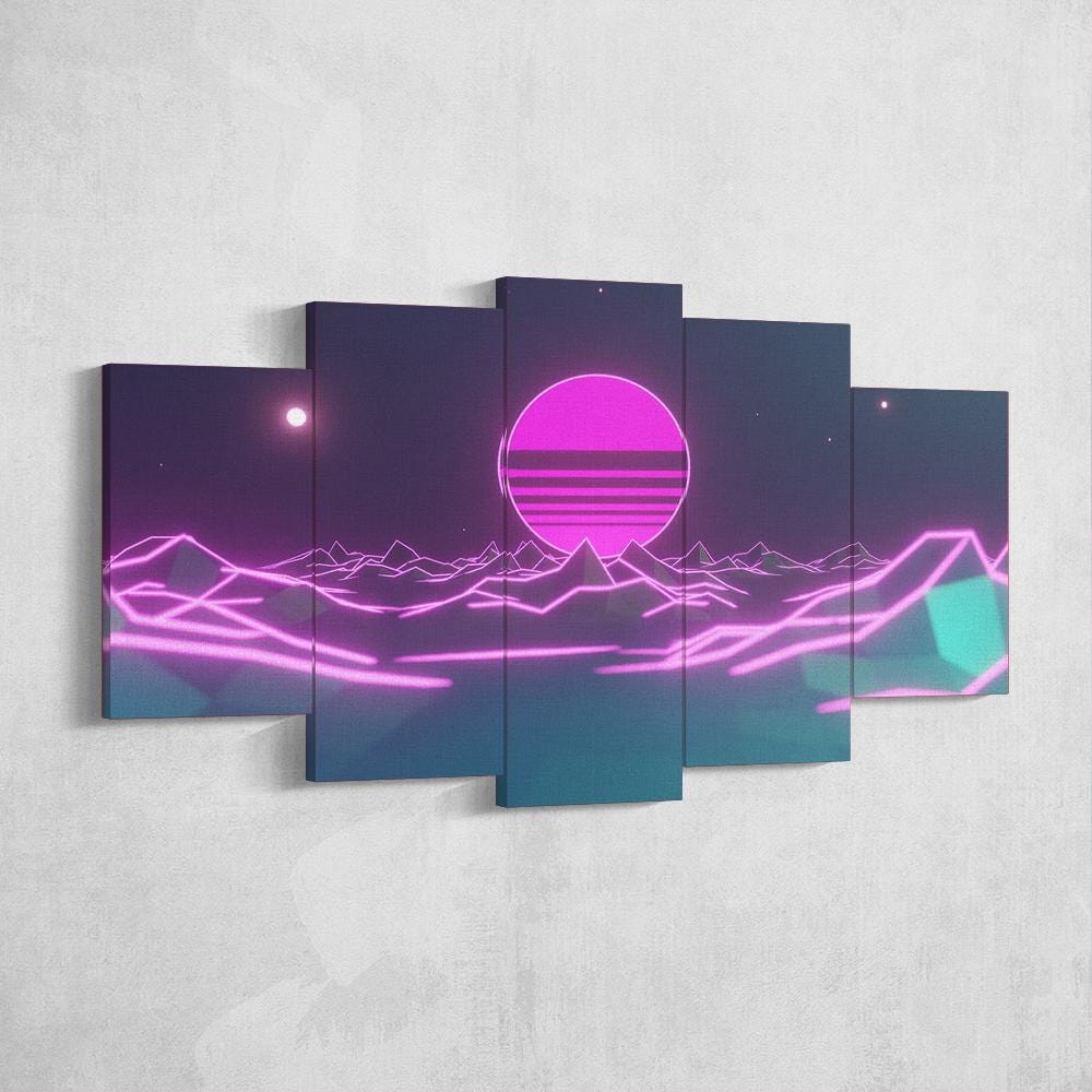 vaporwave-sunset-5-piece-canvas-wall-art-synthwave-wall-decor-for-bedroom-and-living-room-retrowave-wall-art-large-wall-art-p