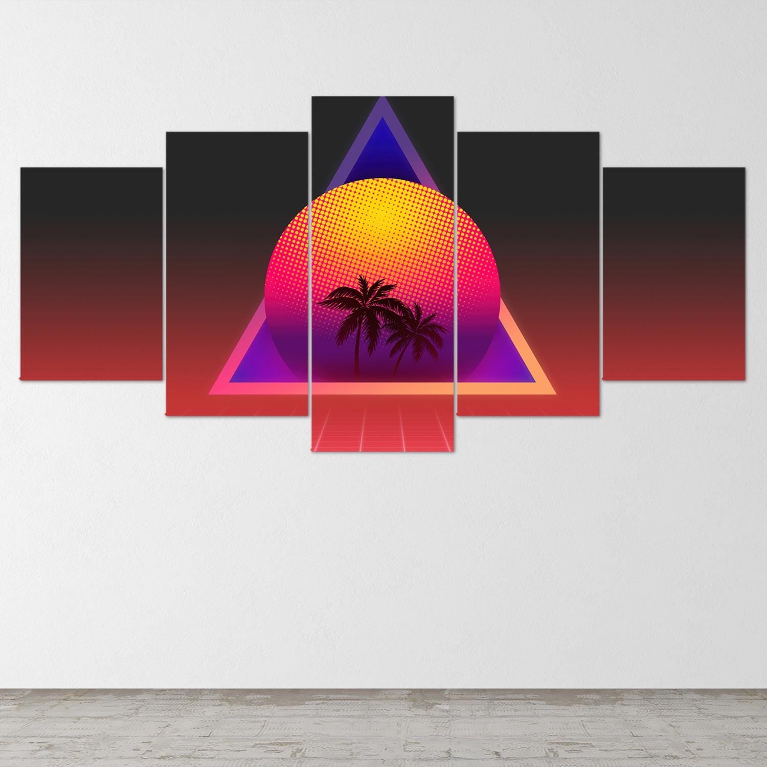 vaporwave-sunset-5-piece-canvas-wall-art-synthwave-wall-decor-for-bedroom-and-living-room-retrowave-wall-art-large-wall-art-p