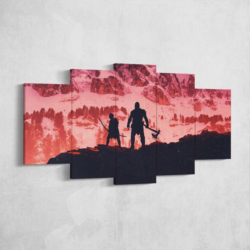 god-of-war-5-piece-canvas-wall-art-kratos-and-atreus-god-of-war-poster-extra-large-wall-art-god-of-war-5-piece-5-panel