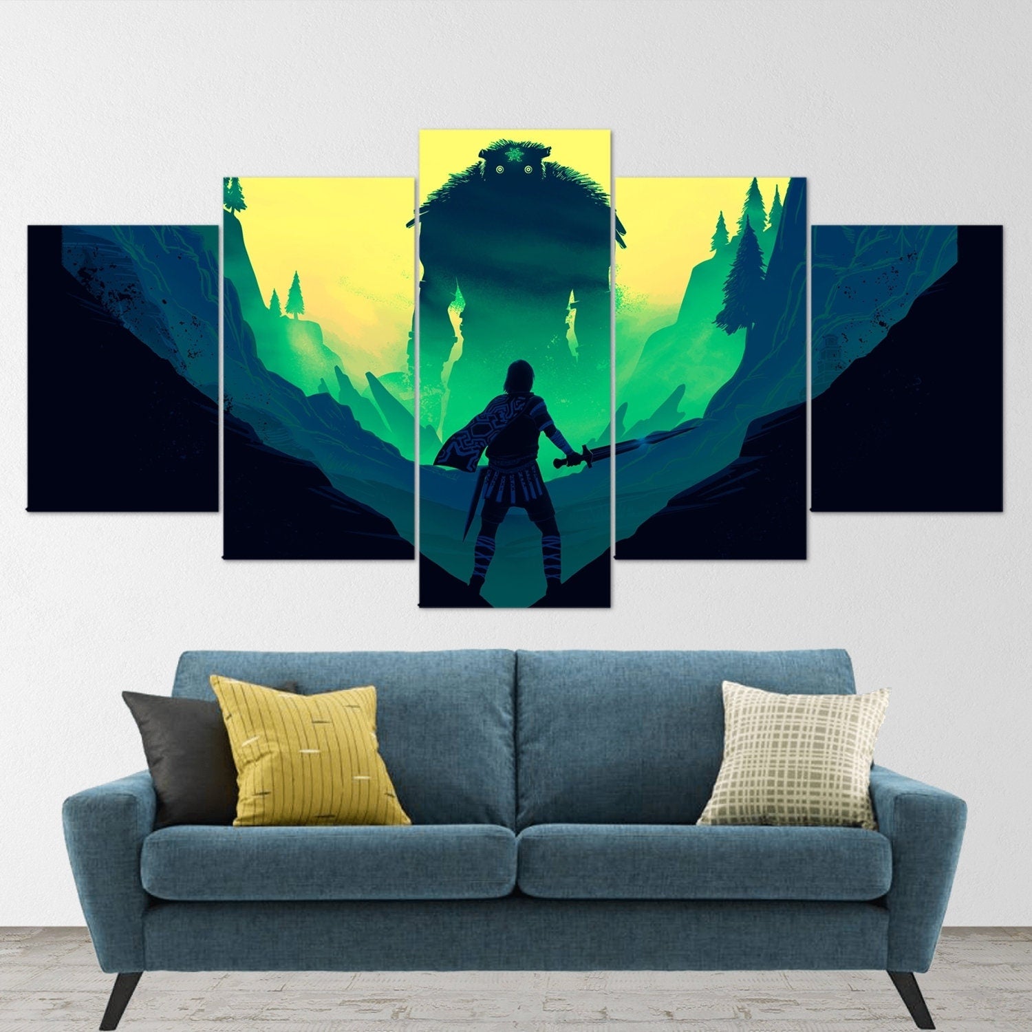 shadow-of-the-colossus-5-piece-canvas-wall-art-shadow-of-the-colossus-wall-art-shadow-of-colossus-poster-shadow-of-the-coloss