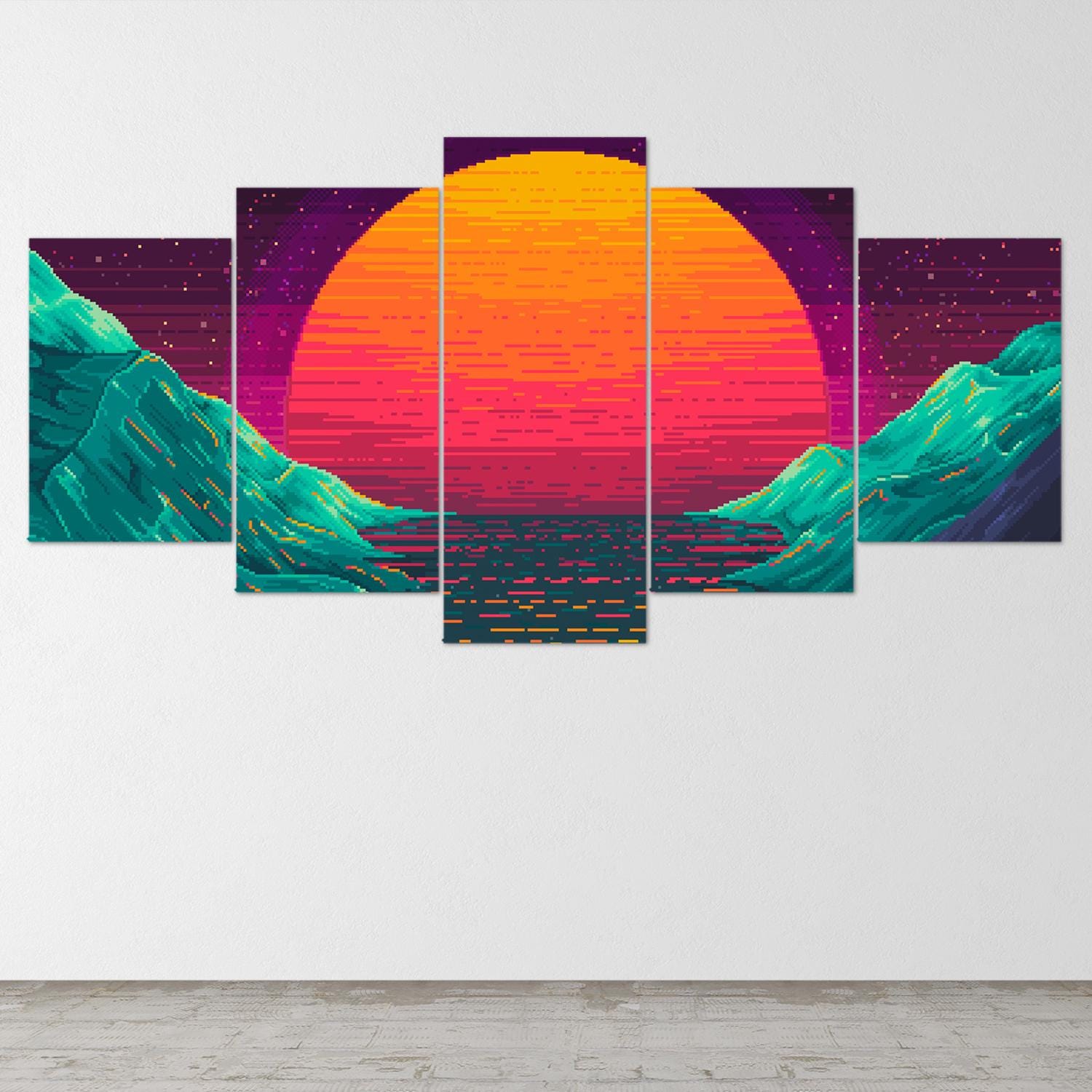 vaporwave-sunset-5-piece-canvas-wall-art-synthwave-wall-decor-for-bedroom-and-living-room-retrowave-wall-art-large-wall-art-p
