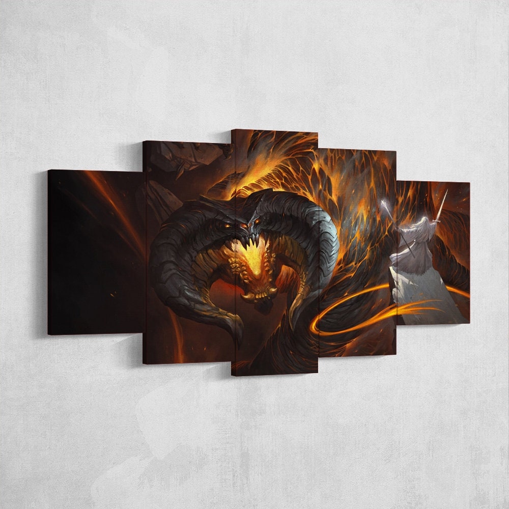lord-of-the-rings-5-piece-canvas-wall-art-you-shall-not-pass-lotr-canvas-art-extra-large-wall-art-gandalf-poster-5-piece-5-pa