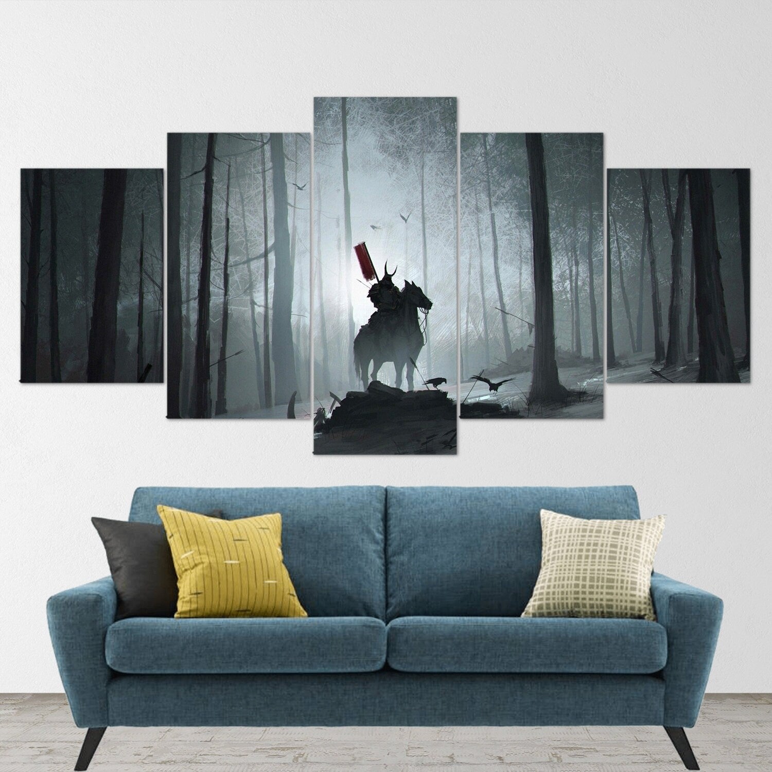 samurai-samurai-warrior-fantasy-katana-5-piece-canvas-wall-art-samurai-art-extra-large-wall-art-samurai-poster-5-piece-5-pane
