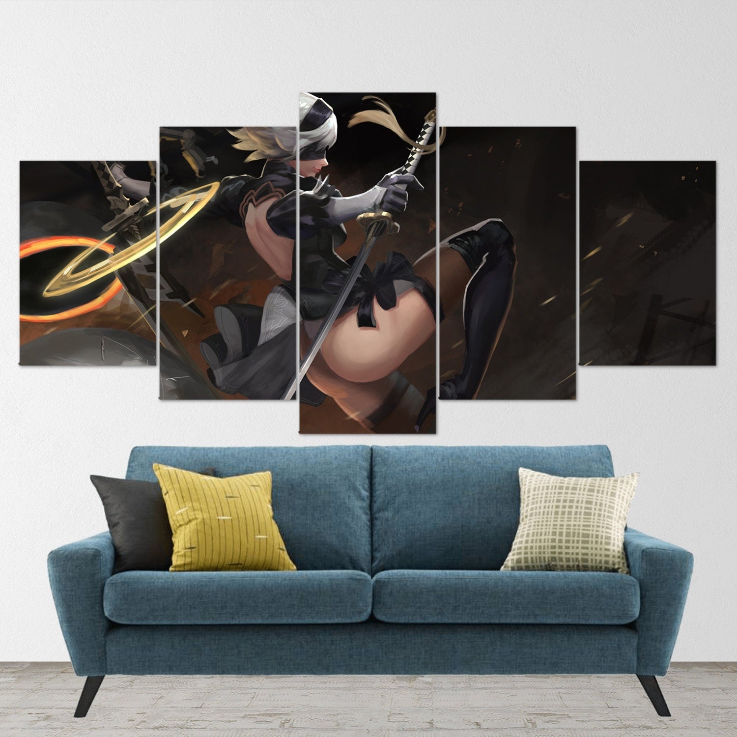 nier-automata-5-piece-canvas-wall-art-nier-automata-poster-nier-automata-art-nier-automata-print-nier-automata-2b-nier-automa
