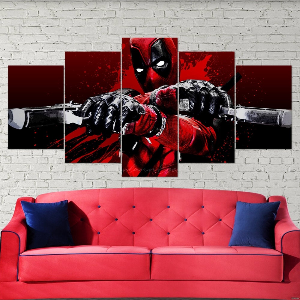 deadpool-5-piece-canvas-wall-art-dead-pool-canvas-art-deadpool-wall-art-deadpool-poster-deadpool-5-piece-5-multi-panel-deadpo