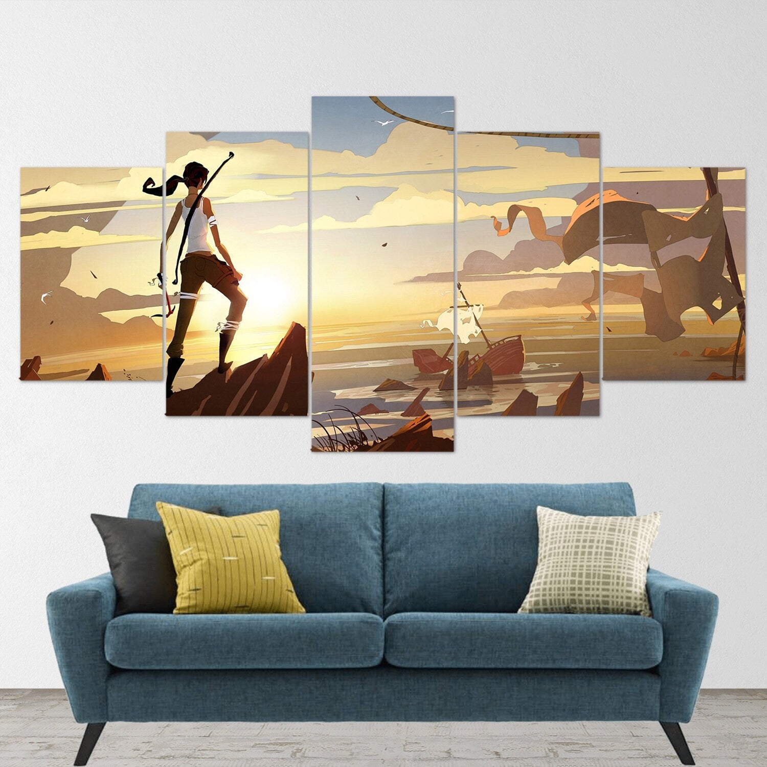 tomb-raider-lara-croft-5-piece-canvas-wall-art-tomb-raider-art-tomb-raider-poster-tomb-raider-canvas-tomb-raider-5-panel-prin